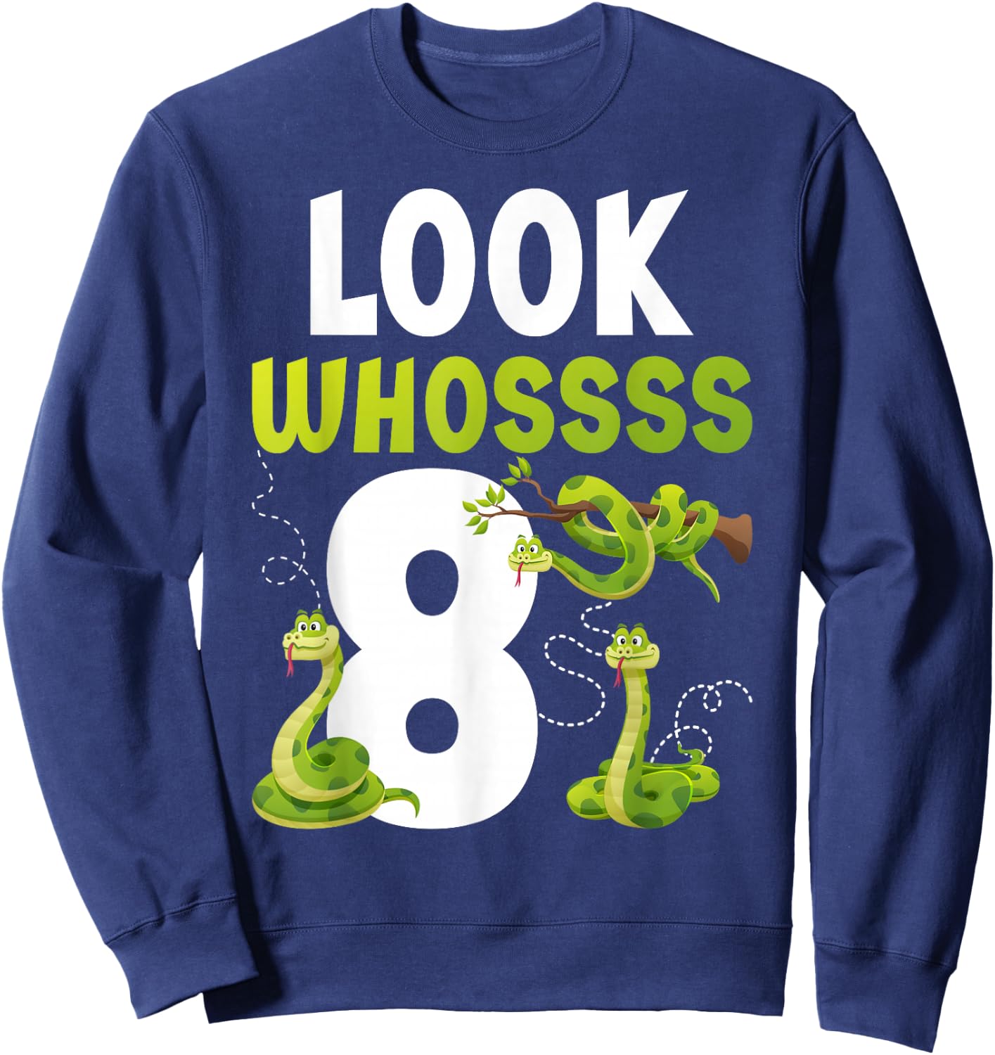 8th Reptile Birthday Eight Year Old Snake Birthday Party Sweatshirt - Sweatshirt | Navy