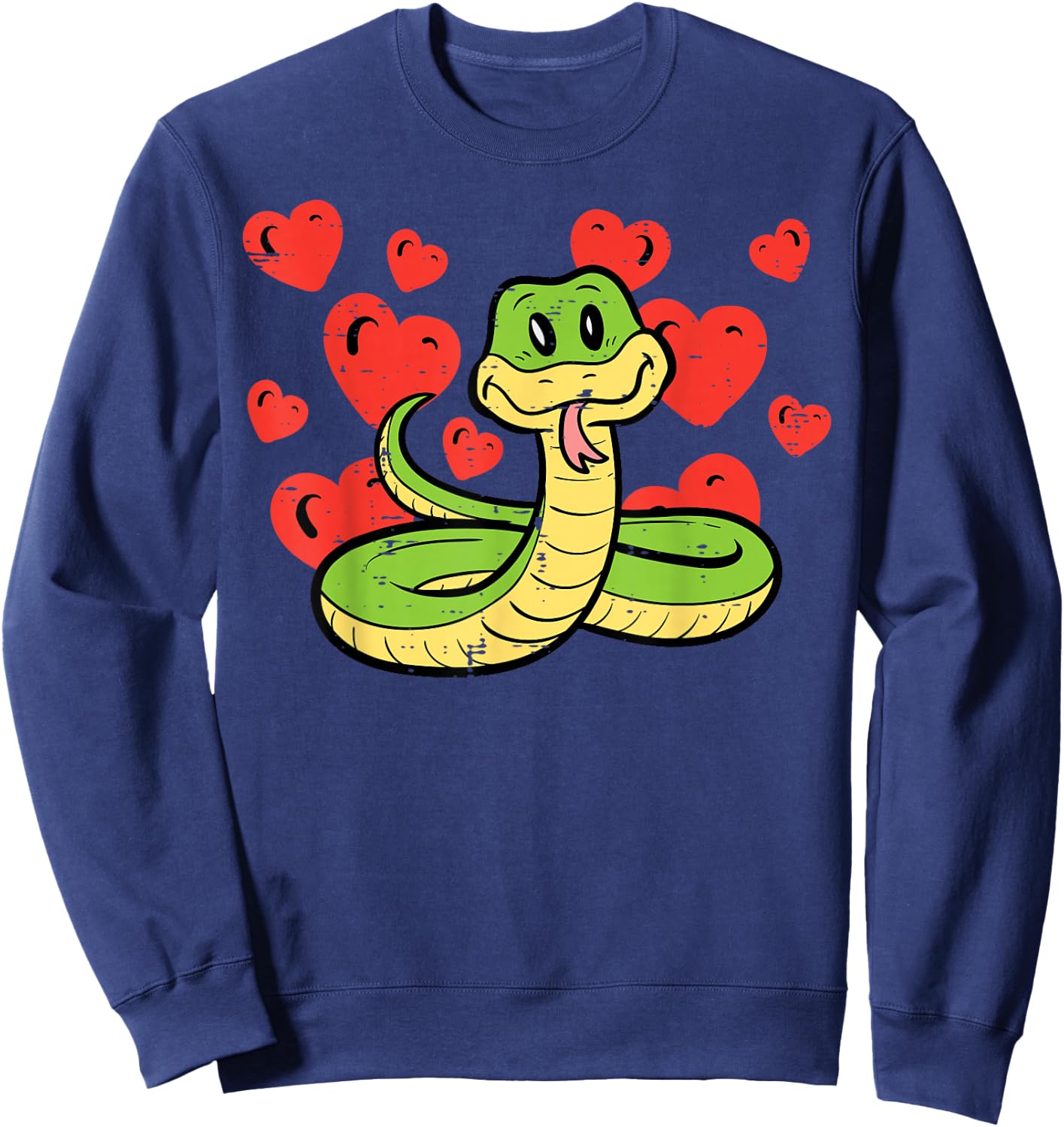 Valentines Day Snake Hearts Funny Animal Men Women Kids Sweatshirt - Sweatshirt | Navy