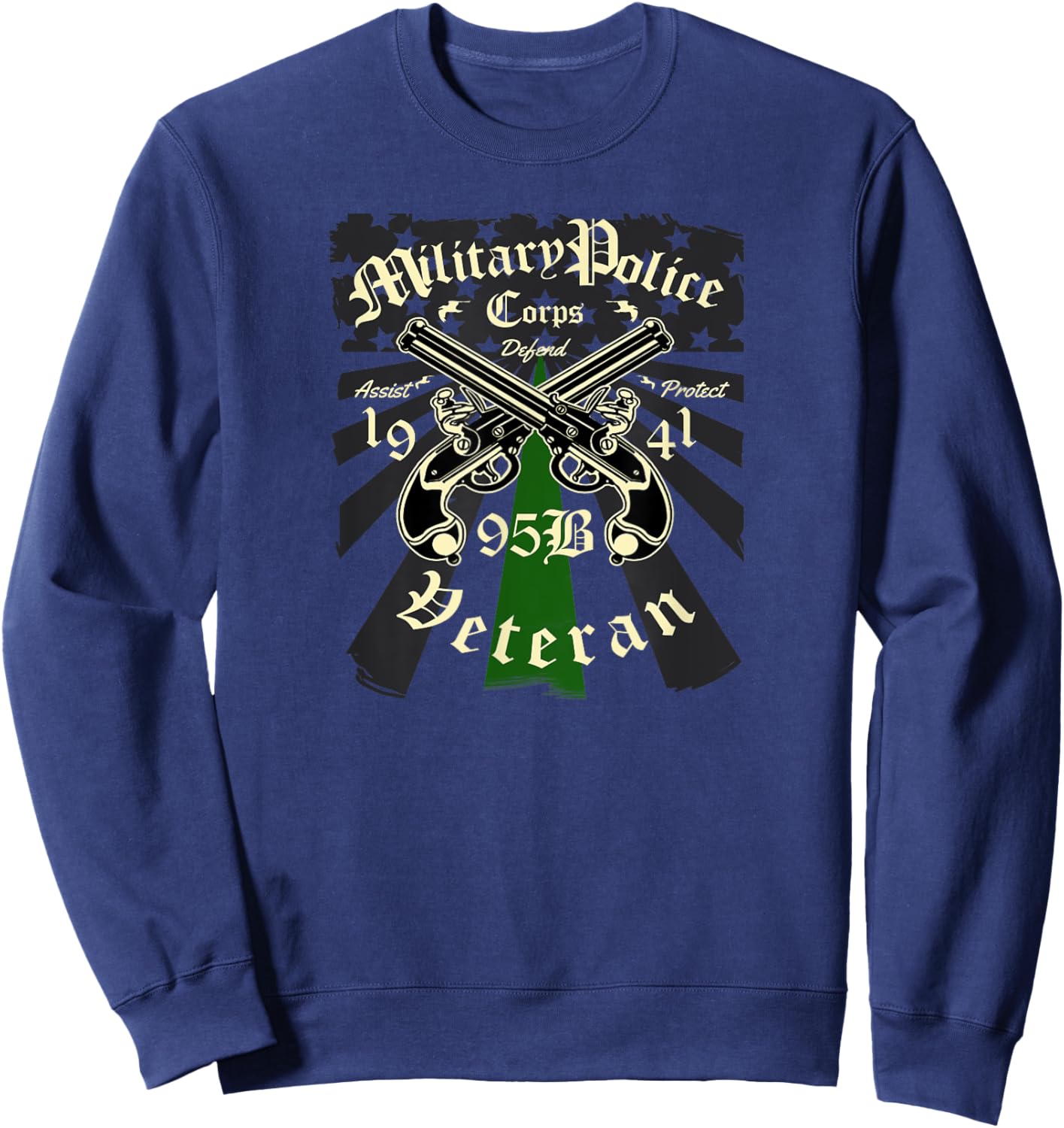 95B Military Police Veteran Thin Green Line Sweatshirt - Sweatshirt | Navy