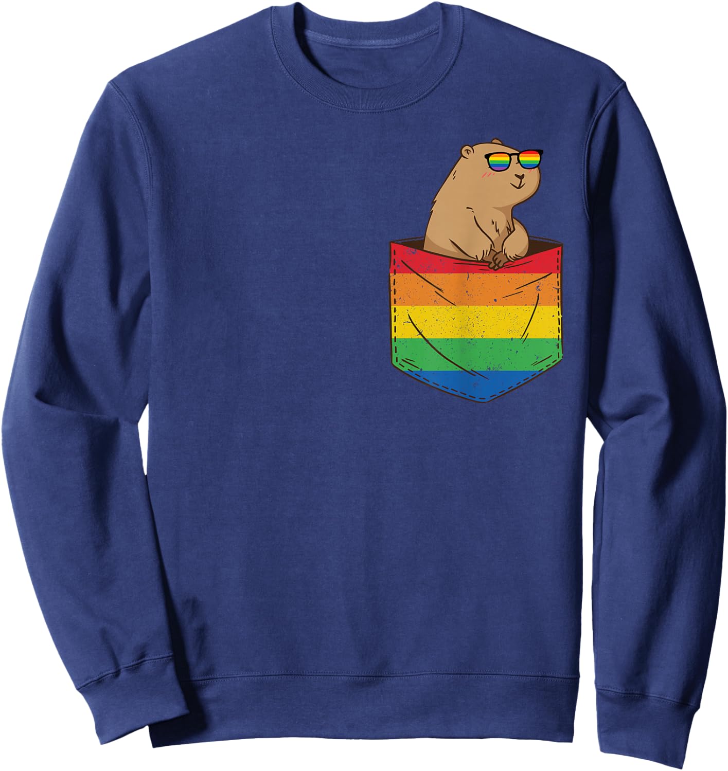 Lustige Taschen-Nager LGBT Tier Regenbogen Flagge Gay Pride Sweatshirt - Sweatshirt | Navy