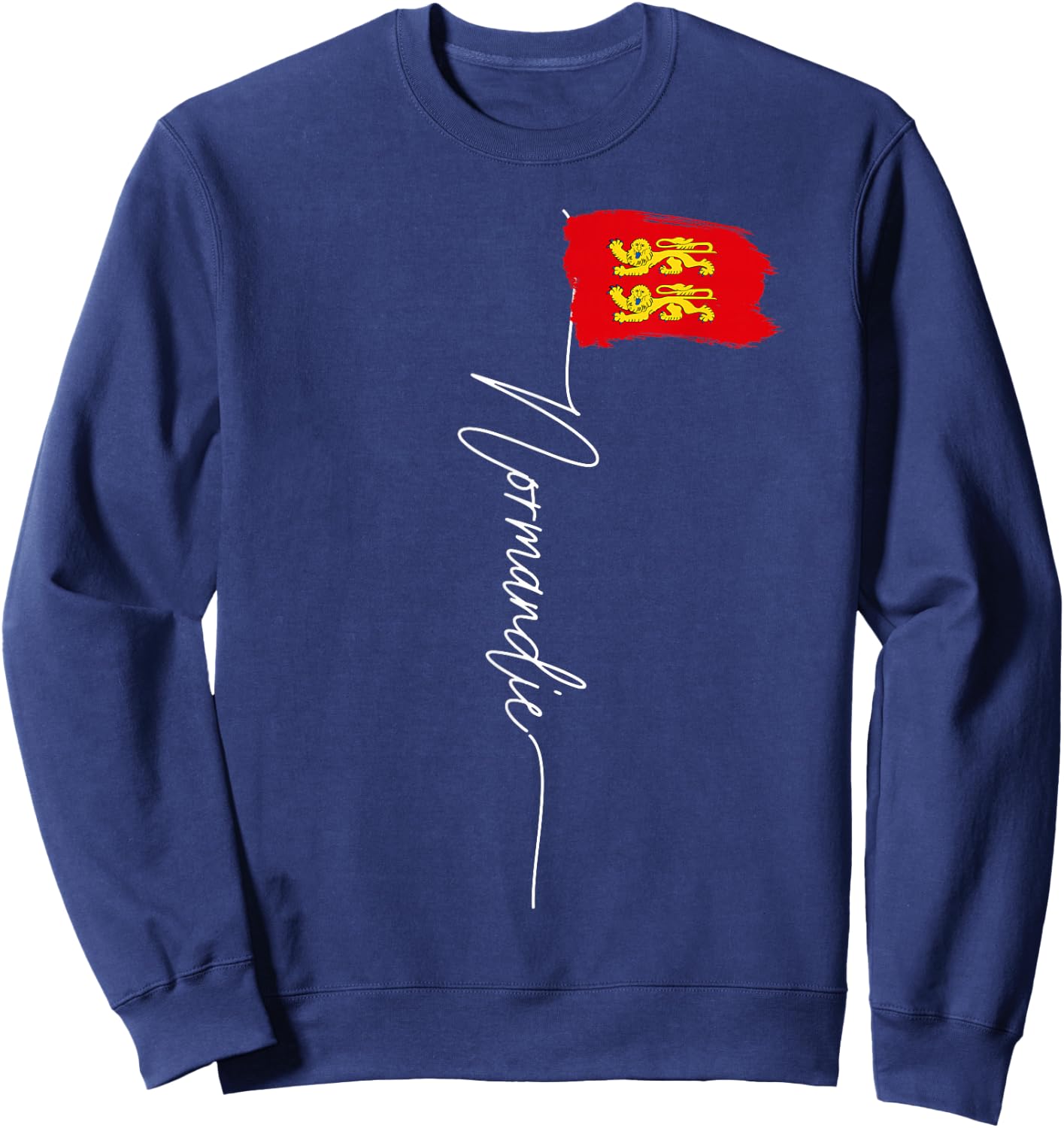 Normandy Lions Flag Yellow Man Woman Normandy France , Black Sweatshirt - Sweatshirt | Navy