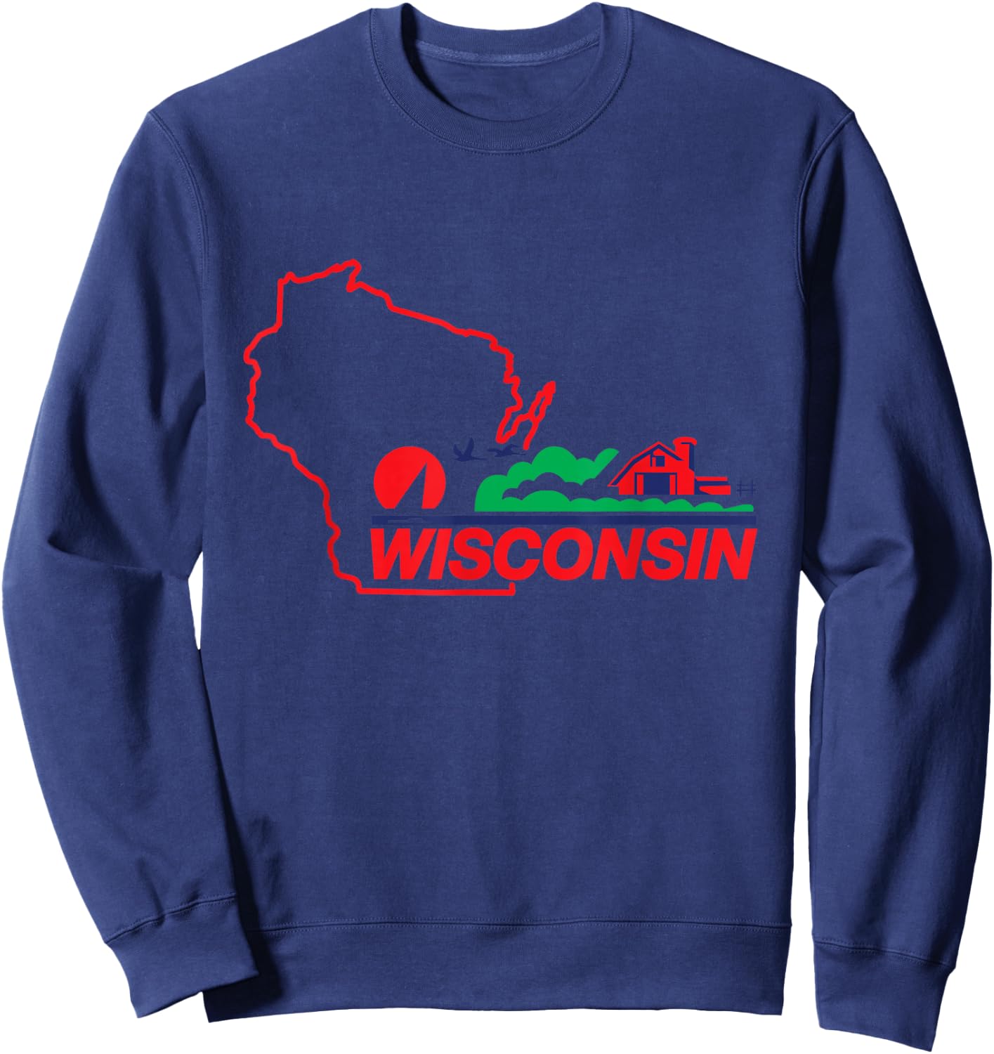 Wisconsin License Plate Wi Outline Red Sweatshirt - Sweatshirt | Navy