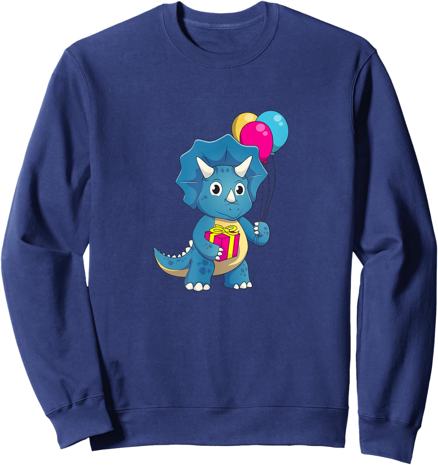 Cute Dinosaur Birthday party Triceratops Sweatshirt - Sweatshirt | Navy