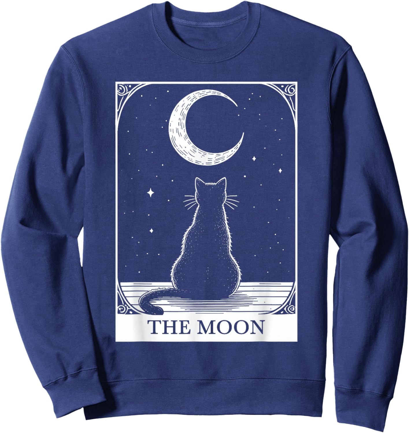 Tarot Card Vintage Crescent Moon Black Cat Mom Cat Lovers Women Kids Sweatshirt - Sweatshirt | Navy