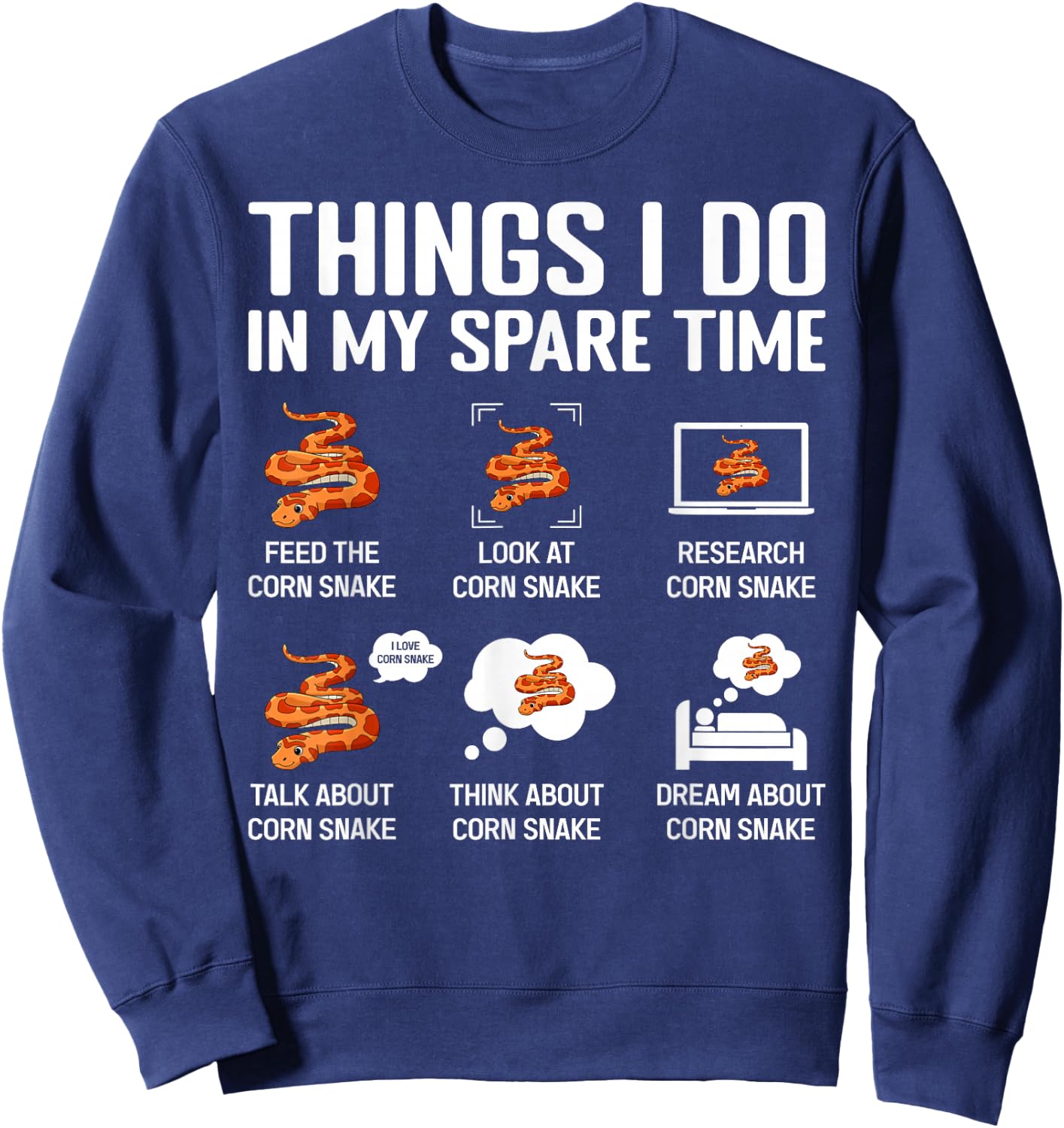 Corn Snake Terrarium Enclosure Food Hide Reptile Keeping Sweatshirt - Sweatshirt | Navy