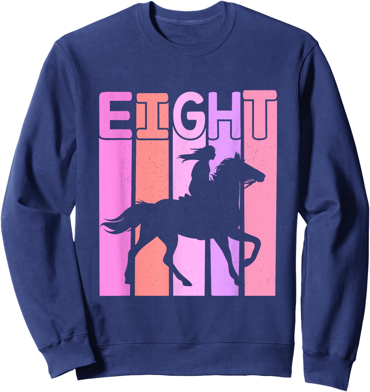 Horse Girl 8th Birthday Horseback Riding 8 Year Old Sweatshirt - Sweatshirt | Navy