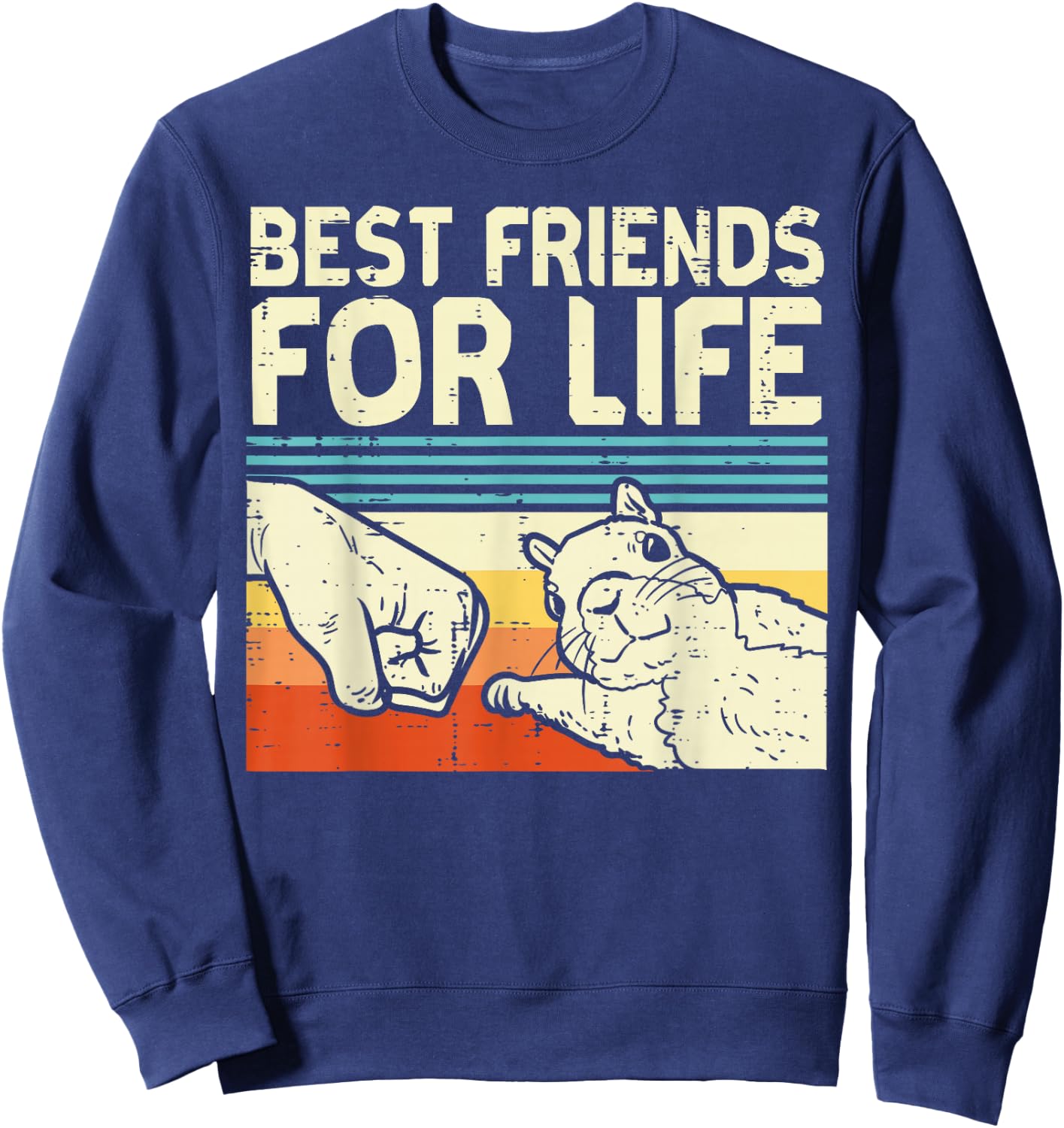 Best Friend for Life Squirrel Fist Bump Retro Men Women Kids Sweatshirt - Sweatshirt | Navy