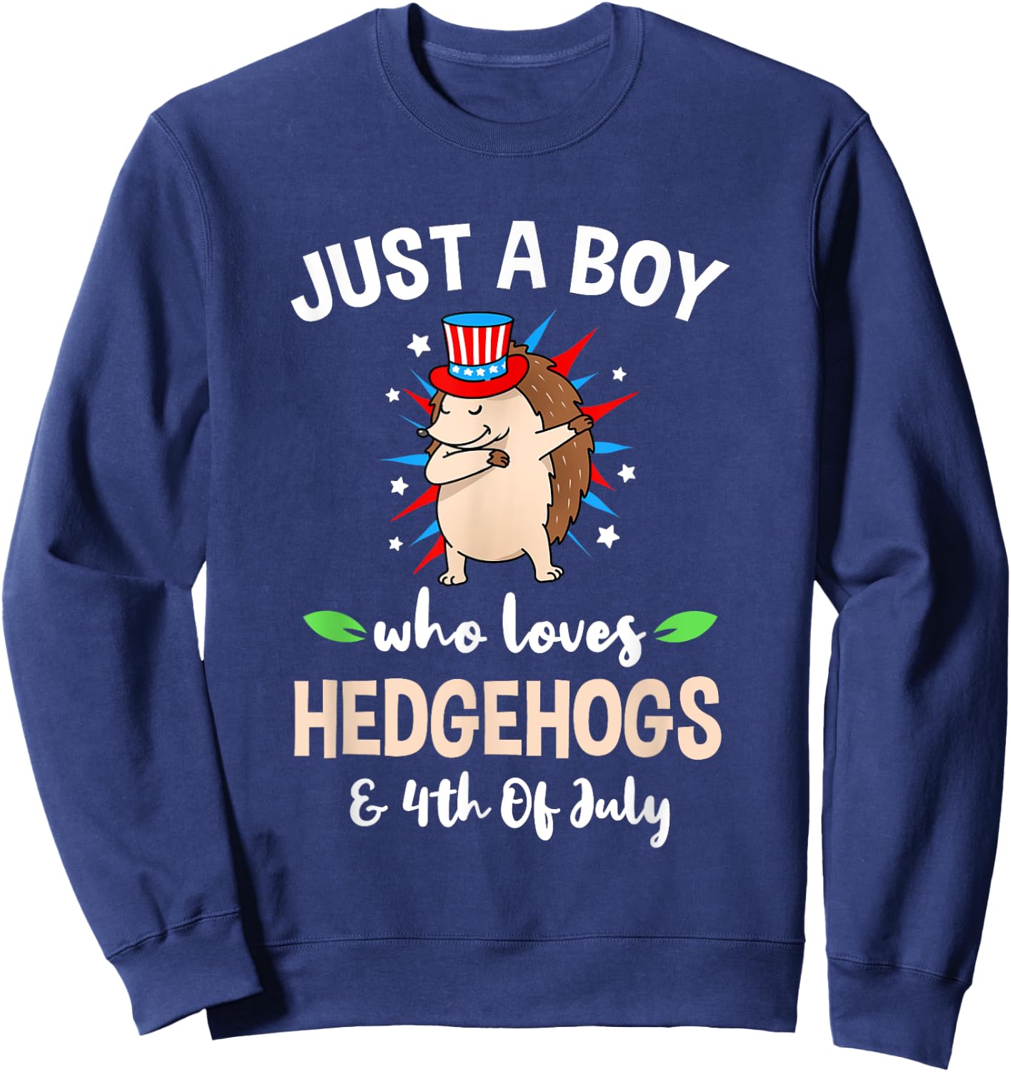 Just A Boy Who Loves Hedgehogs And 4th Of July Sweatshirt - Sweatshirt | Navy