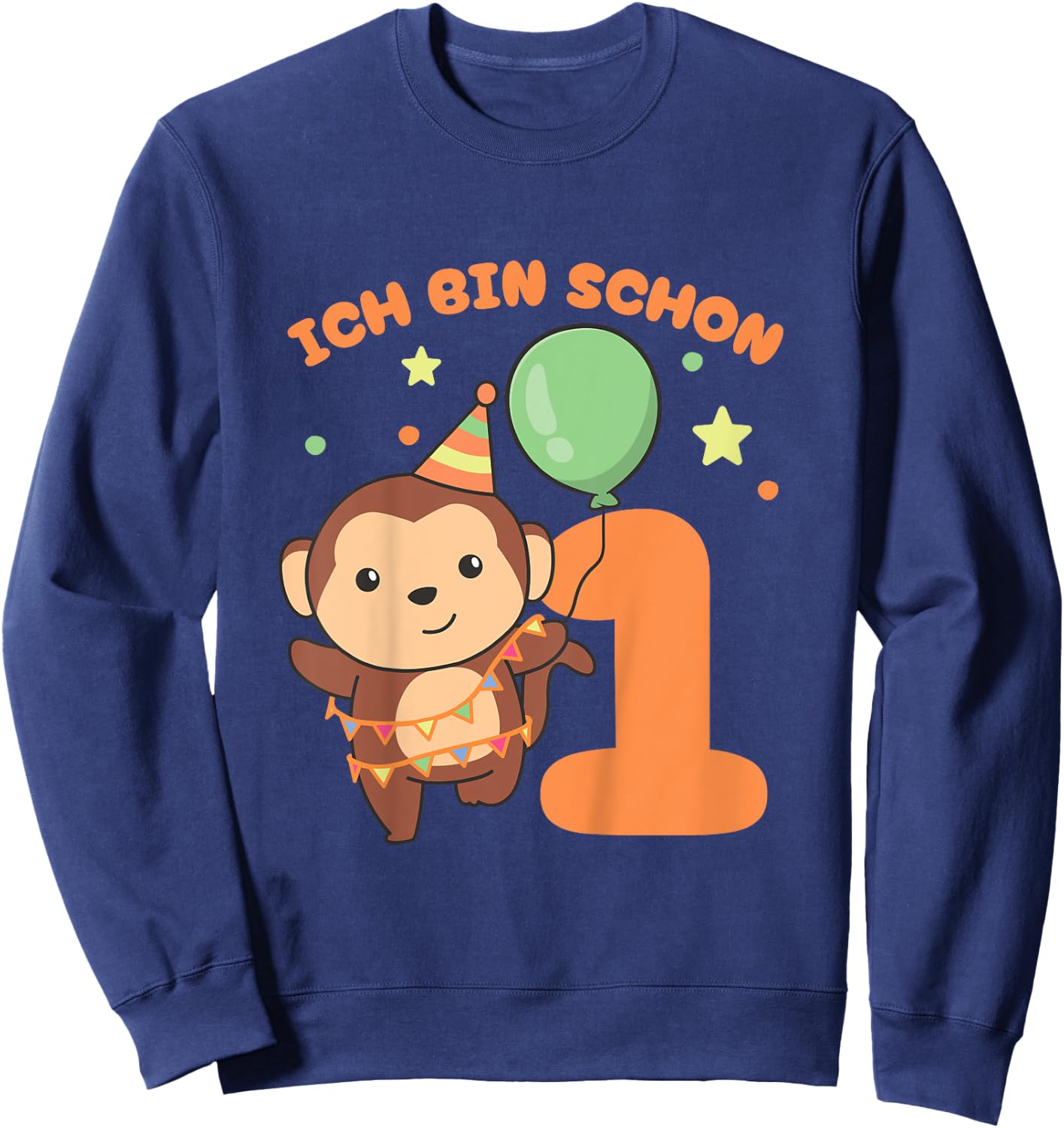 Kinder Affe Ich bin schon 1 Affen Geburtstags Kinder Sweatshirt - Sweatshirt | Navy