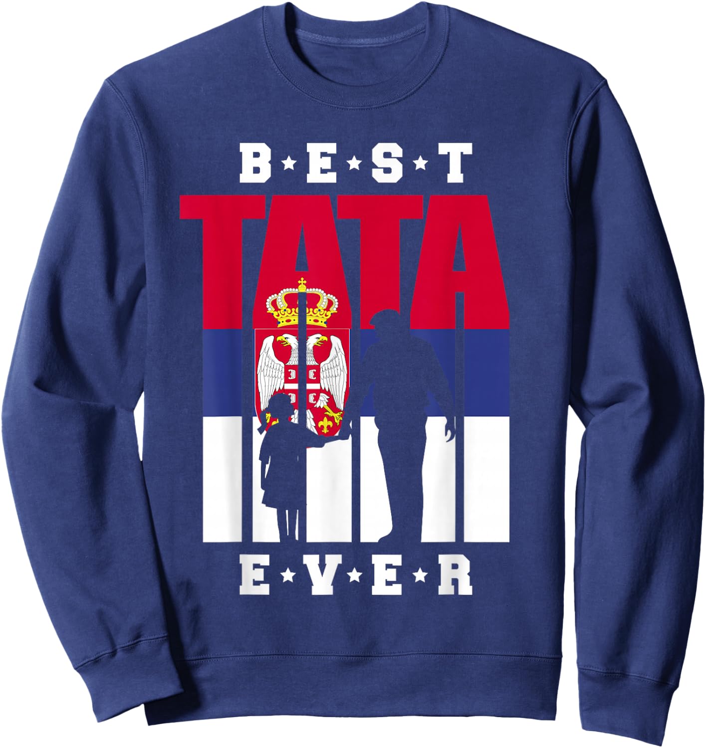 Tata Serbien Flagge Papa Serbischer Vater mit Tochter Sweatshirt - Sweatshirt | Navy