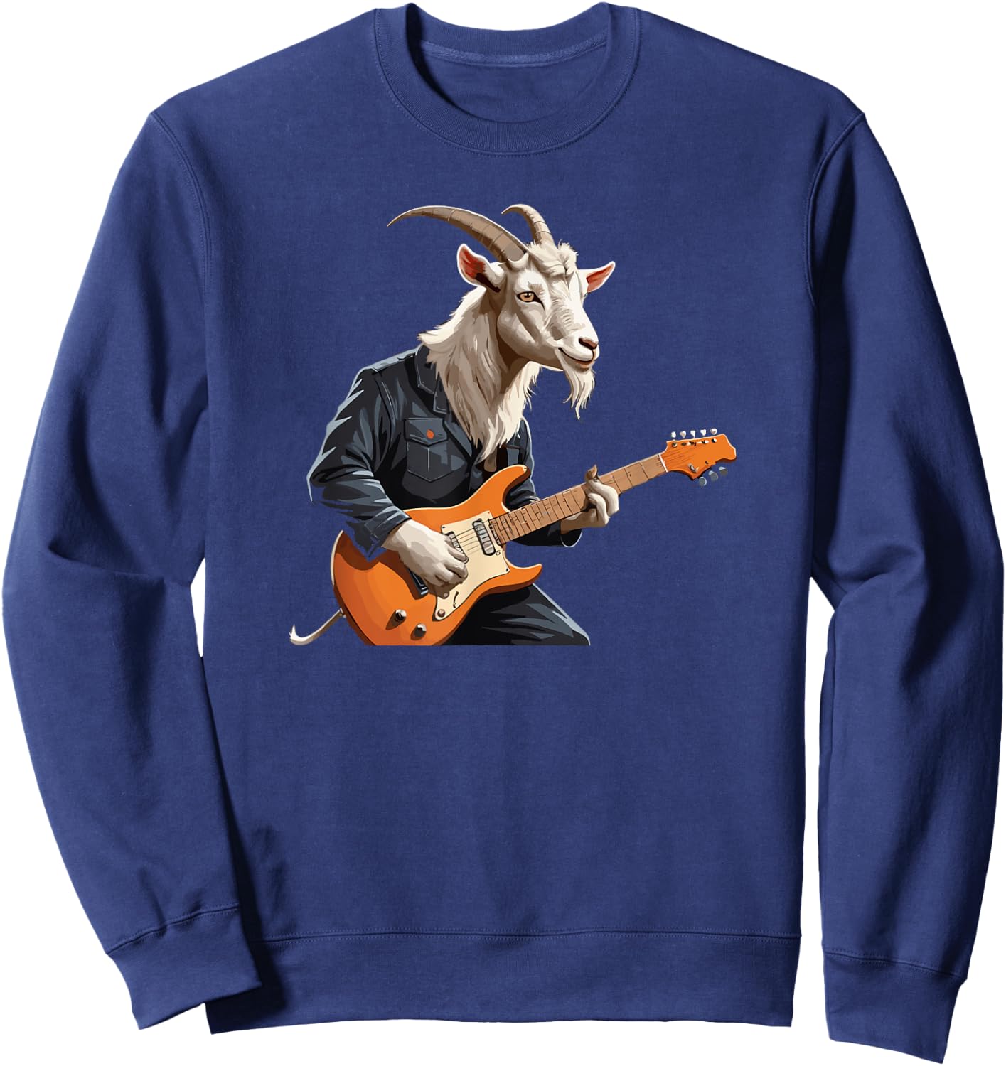 Goat playing Electric Guitar, Goat Guitarist Sweatshirt - Sweatshirt | Navy
