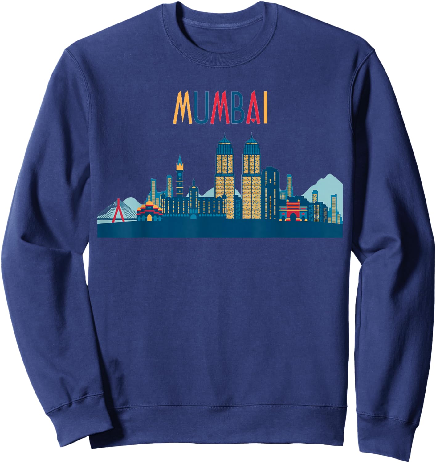 Mumbai Skyline Silhouette | Beautiful India Gift Sweatshirt - Sweatshirt | Navy