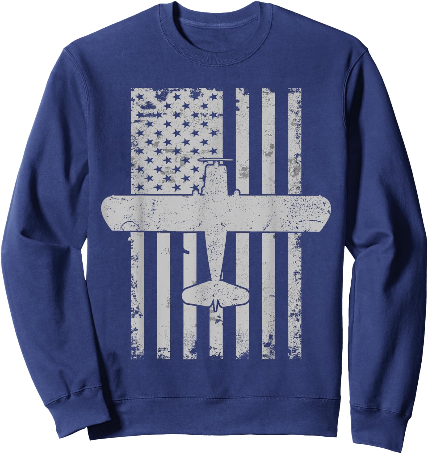 J-3 Cub Airplane Patriotic Vintage Flag Flight Pilot Kids Men Sweatshirt - Sweatshirt | Navy
