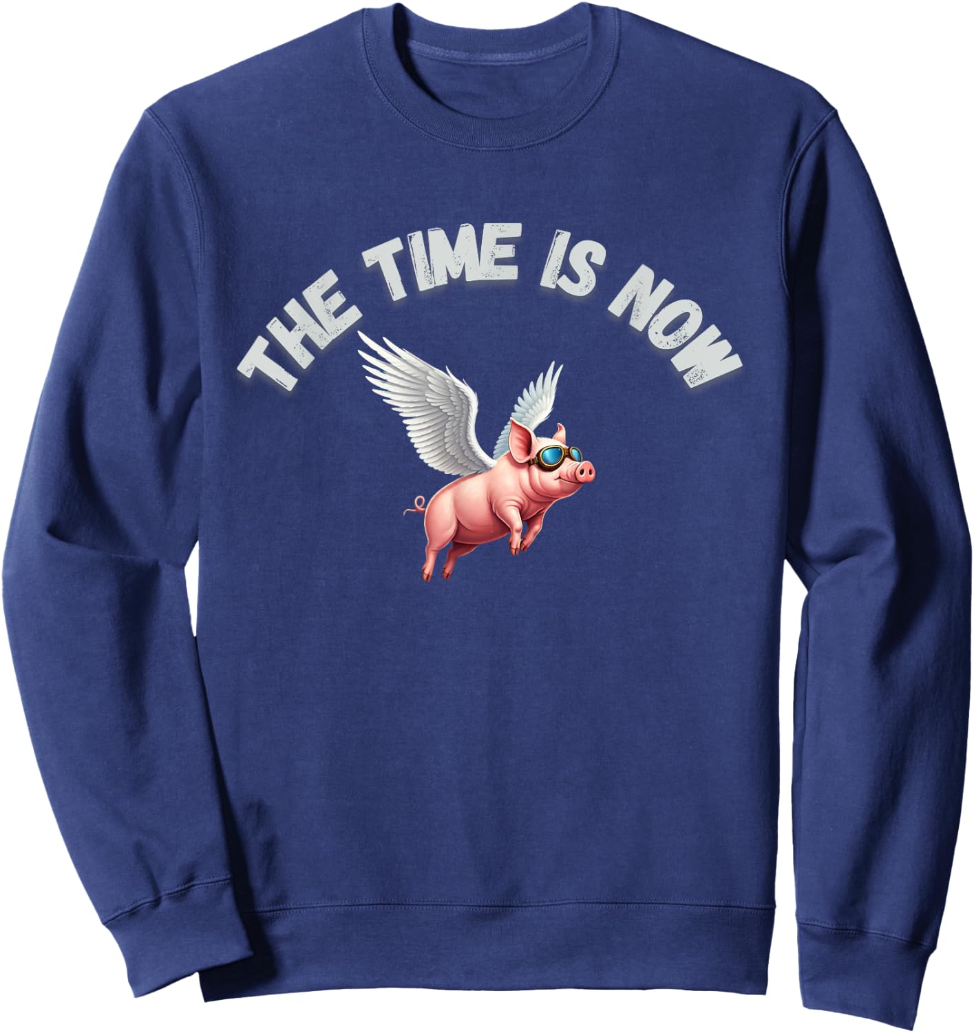 The Time is Now Pigs Flying Sweatshirt - Sweatshirt | Navy