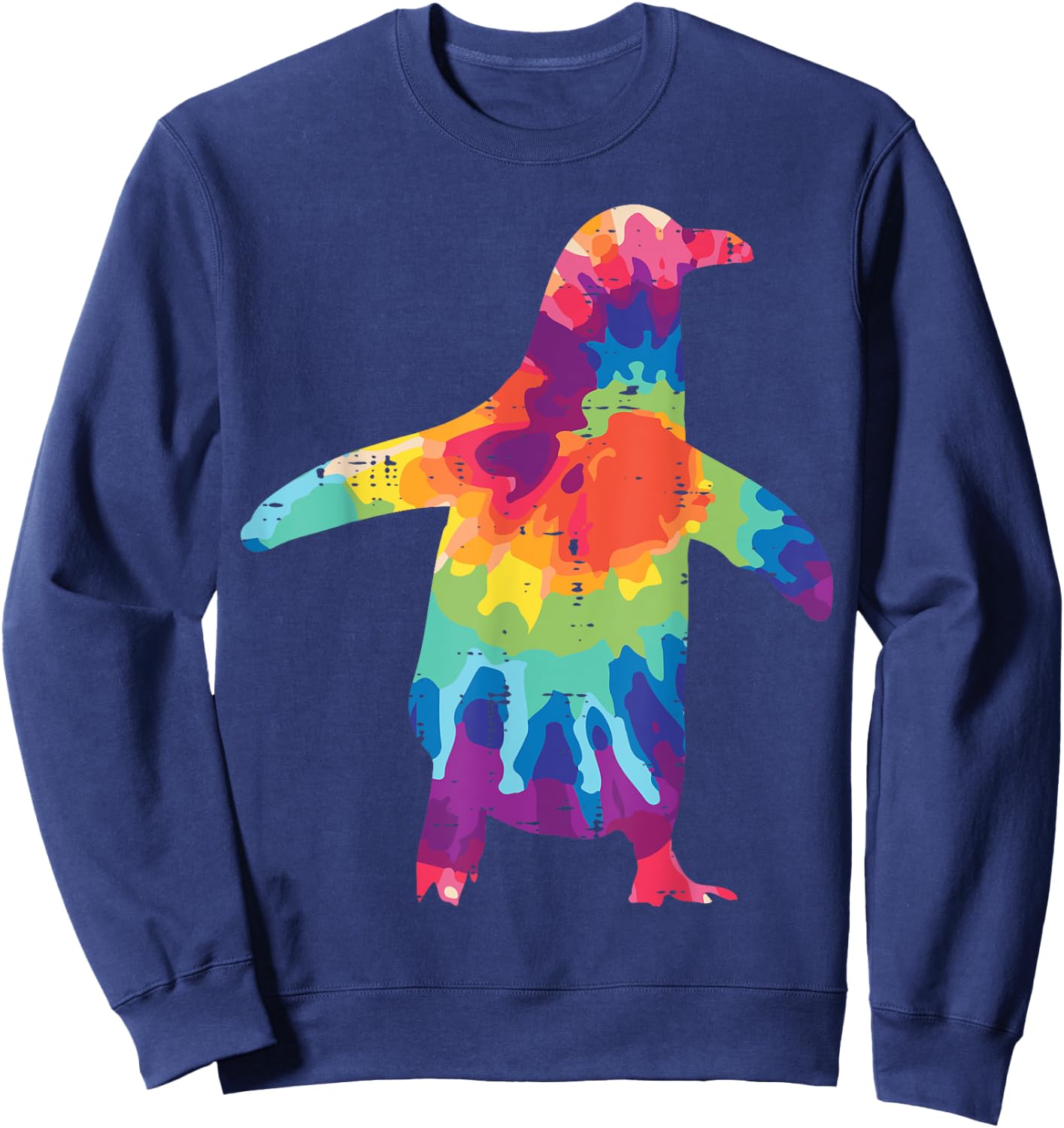 Penguin Silhouette Tie Dye Retro Groovy Hippie Men Women Kid Sweatshirt - Sweatshirt | Navy