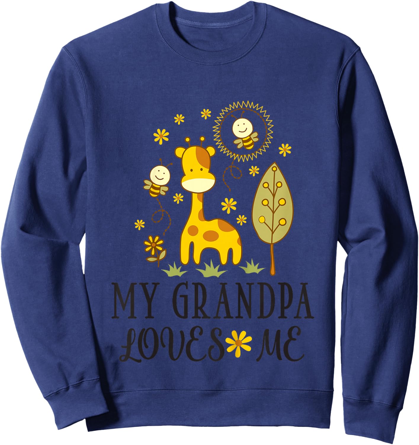 Kids My Grandpa Loves Me Grandchild Giraffe Sweatshirt - Sweatshirt | Navy