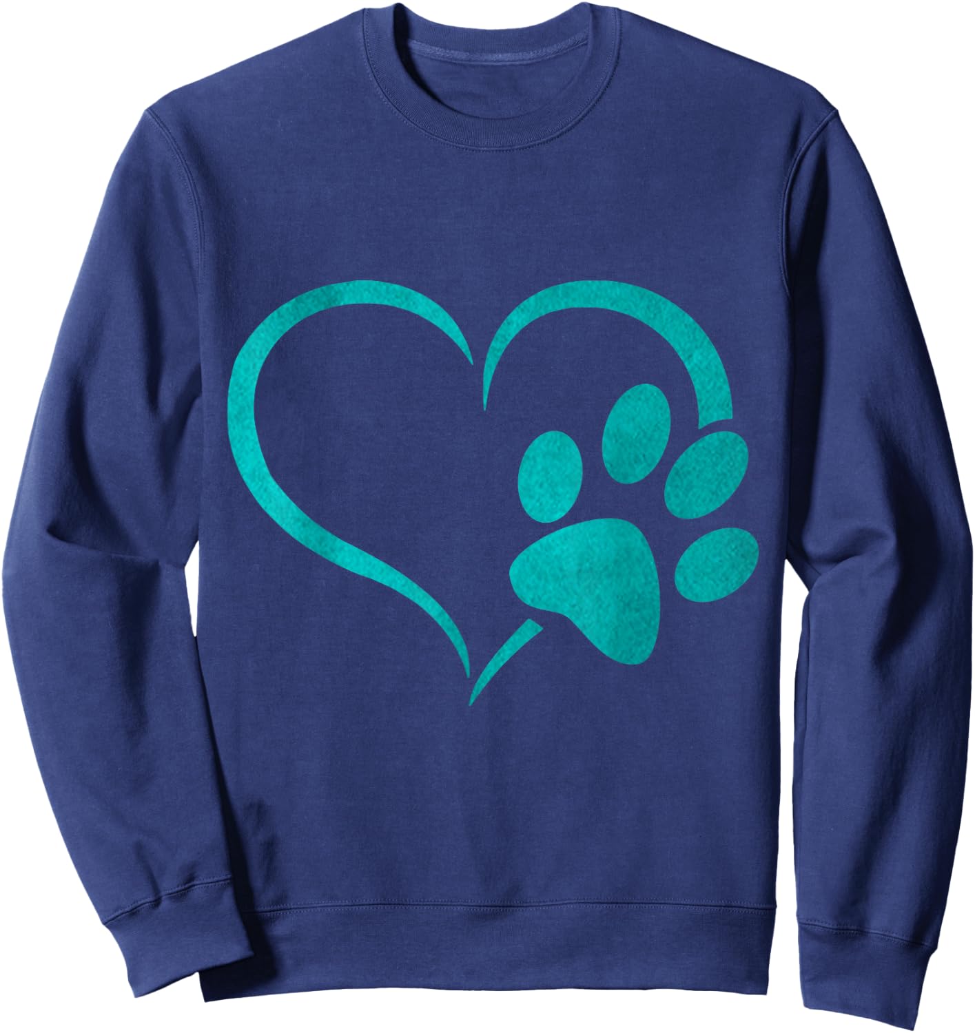 vintage Teal Dog Paw Print heart For Dogs Lover Sweatshirt - Sweatshirt | Navy