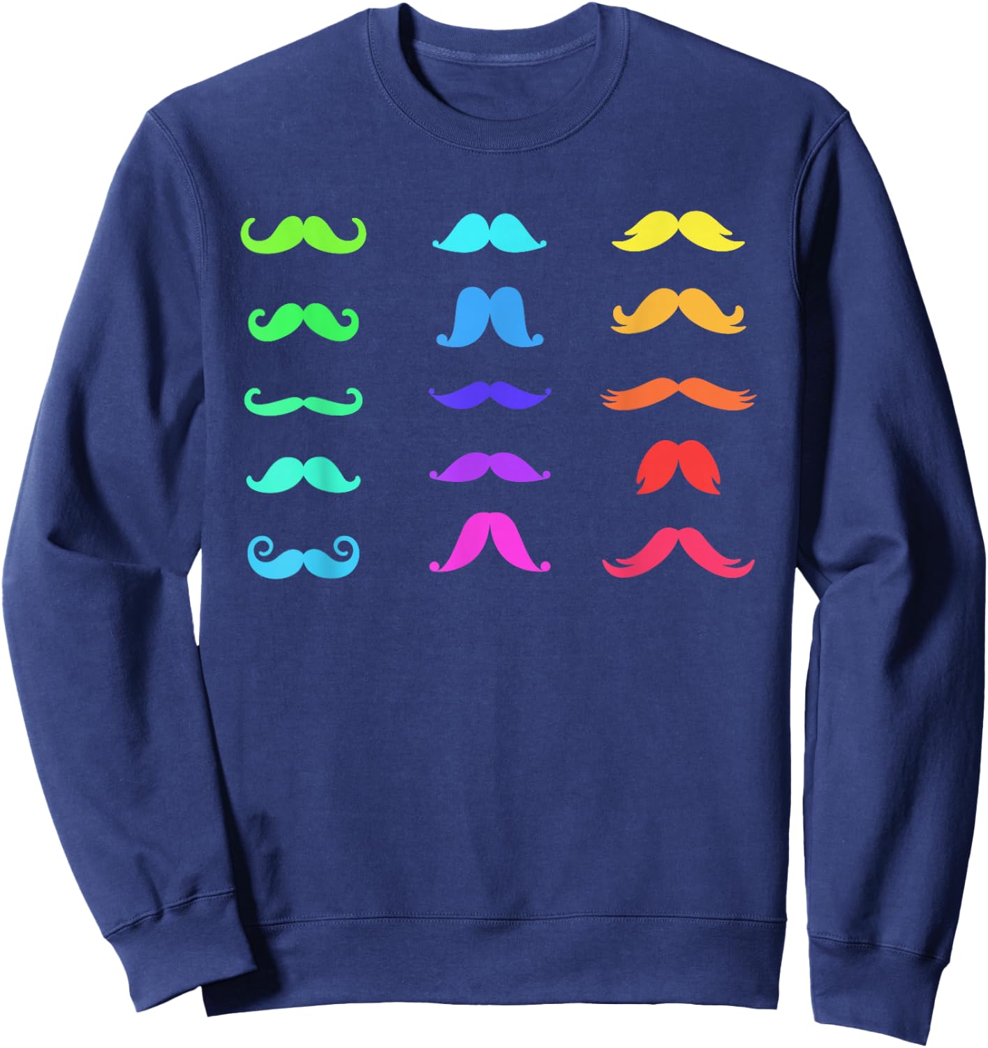 Colorful Mustaches Rainbow Fun Graphic Design Sweatshirt - Sweatshirt | Navy