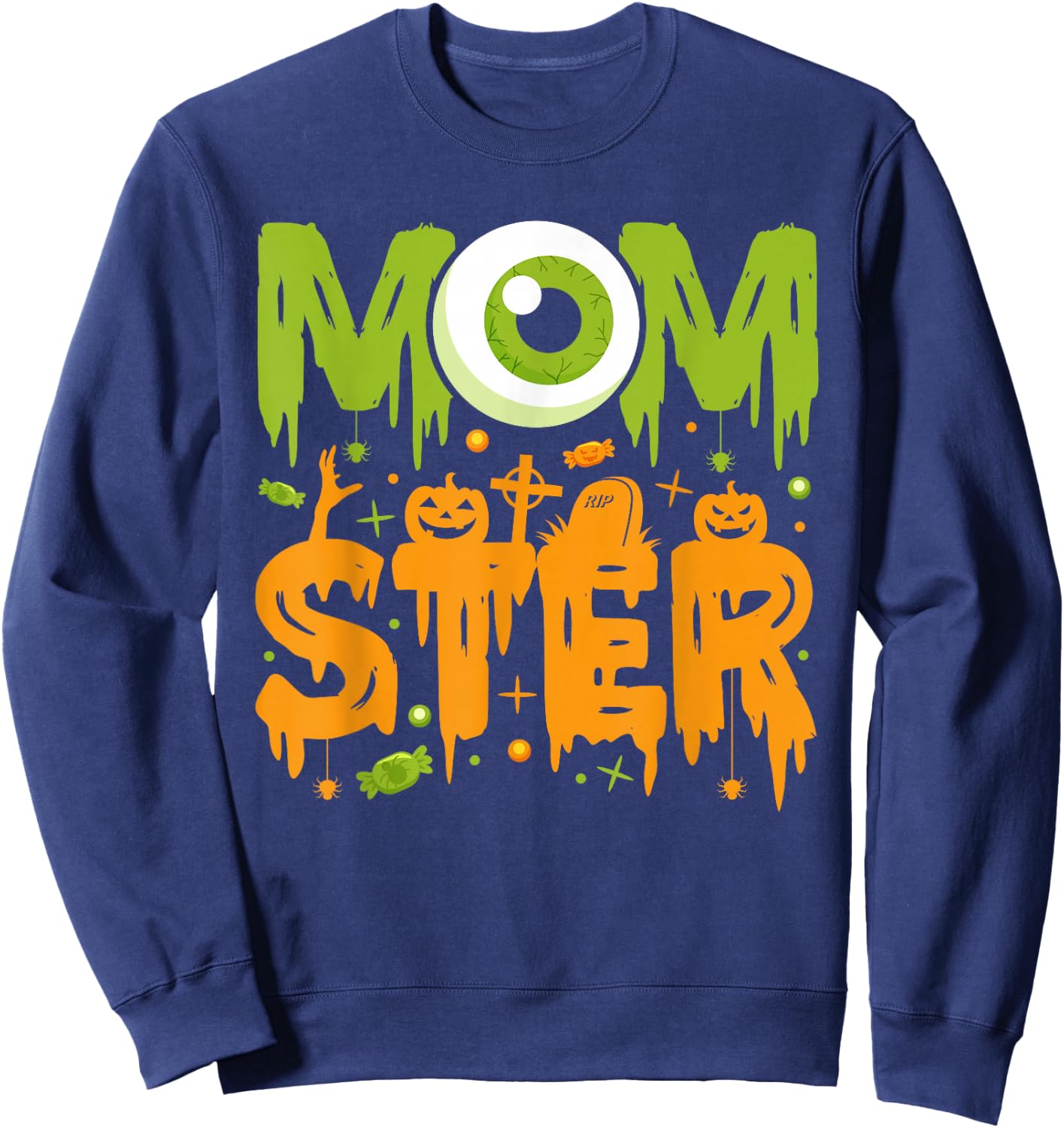 Halloween Costume Momster spooky Halloween Sweatshirt - Sweatshirt | Navy