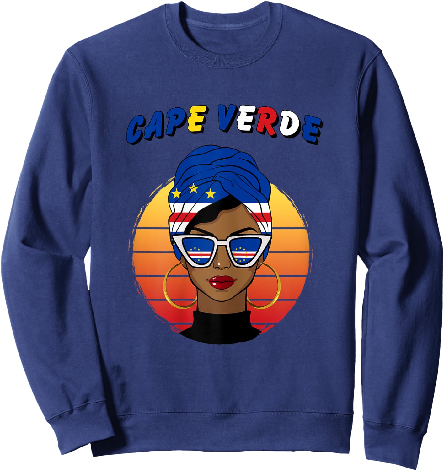 Cape Verde, flag of Cape Verde, Cape Verdean girl, Cape Verdean , Black, Female X-Small Sweatshirt - Sweatshirt | Navy
