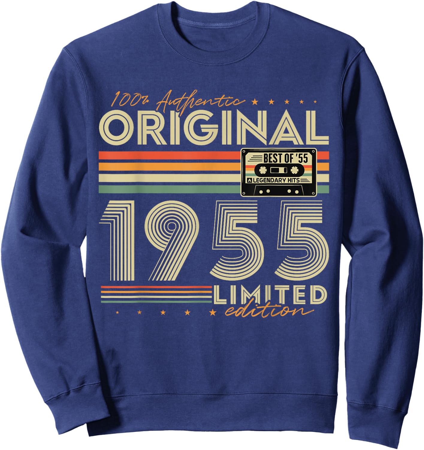 Original 1955 Vintage Gift 70th Birthday Man Woman , Black, S Sweatshirt - Sweatshirt | Navy