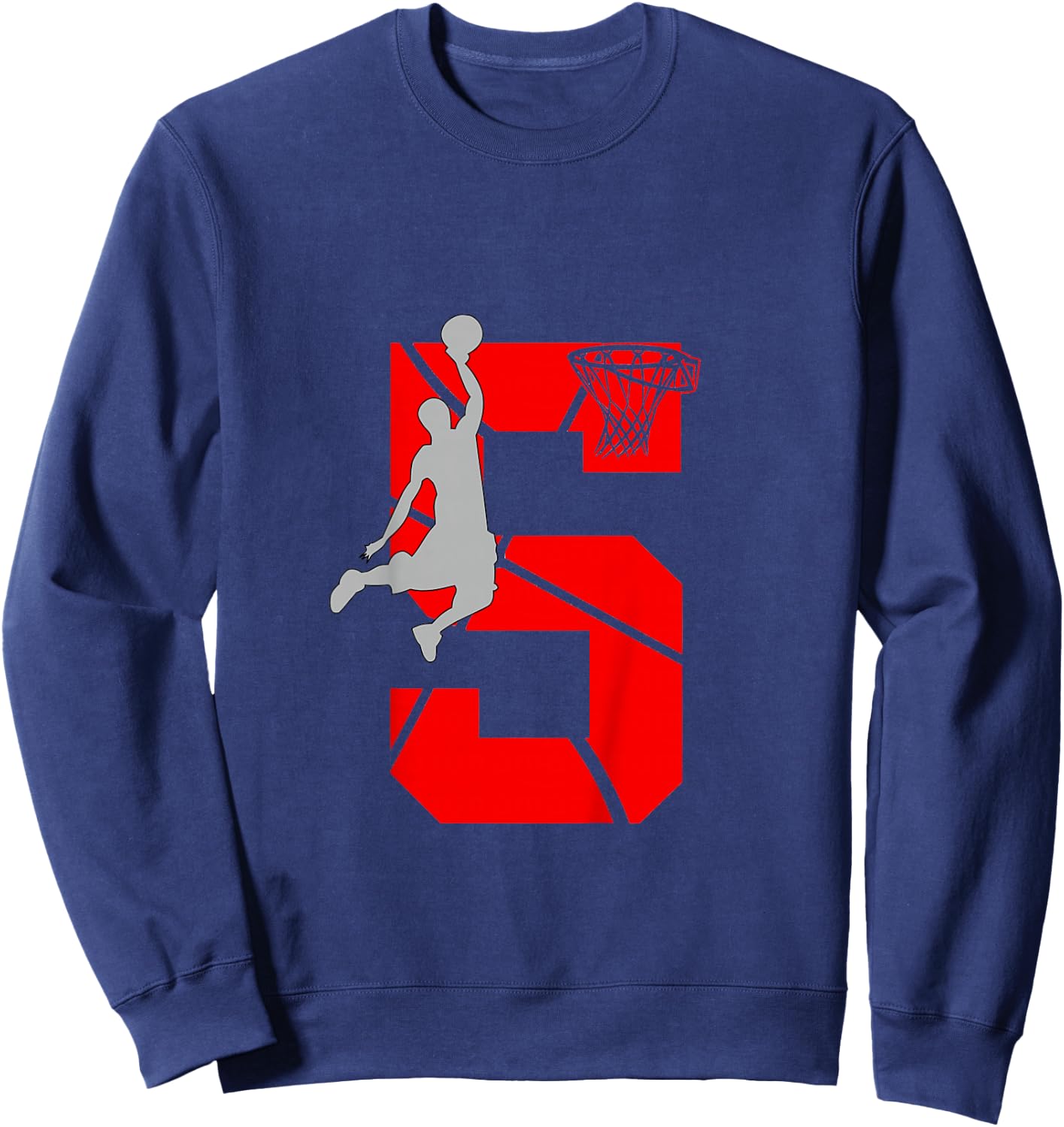 5 Year Old 5th Basketball Birthday PartyTheme Boys Girls Sweatshirt - Sweatshirt | Navy