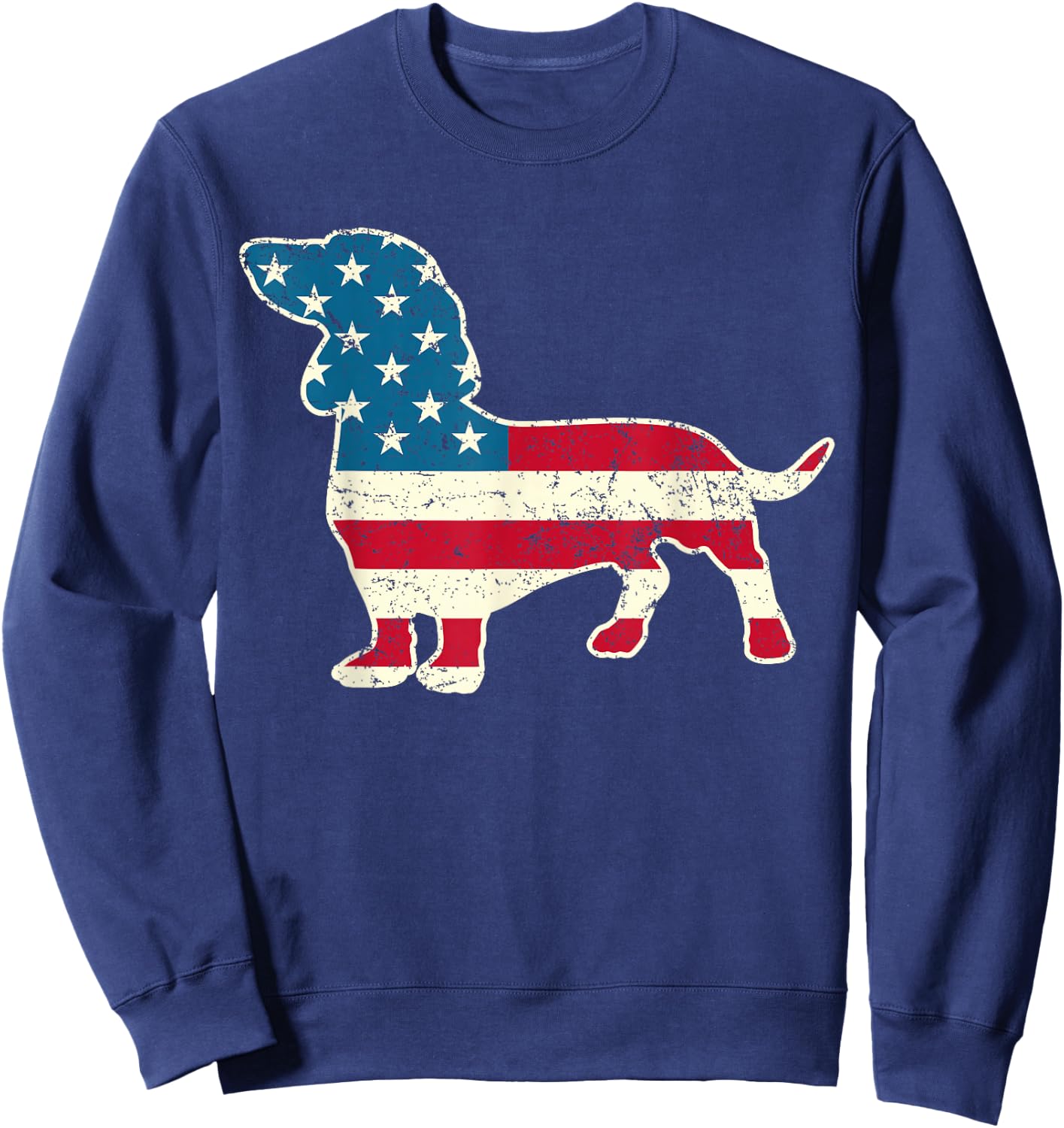 Dachshund 4th of July American Flag Dog Lovers Men Women USA Sweatshirt - Sweatshirt | Navy