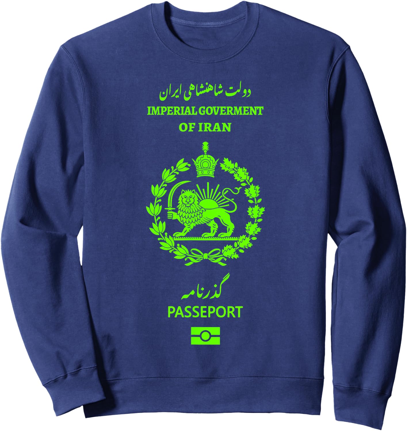 Passport Iran, Iran Lion Sun, Persian Flag, Iran. , Black, S Sweatshirt - Sweatshirt | Navy