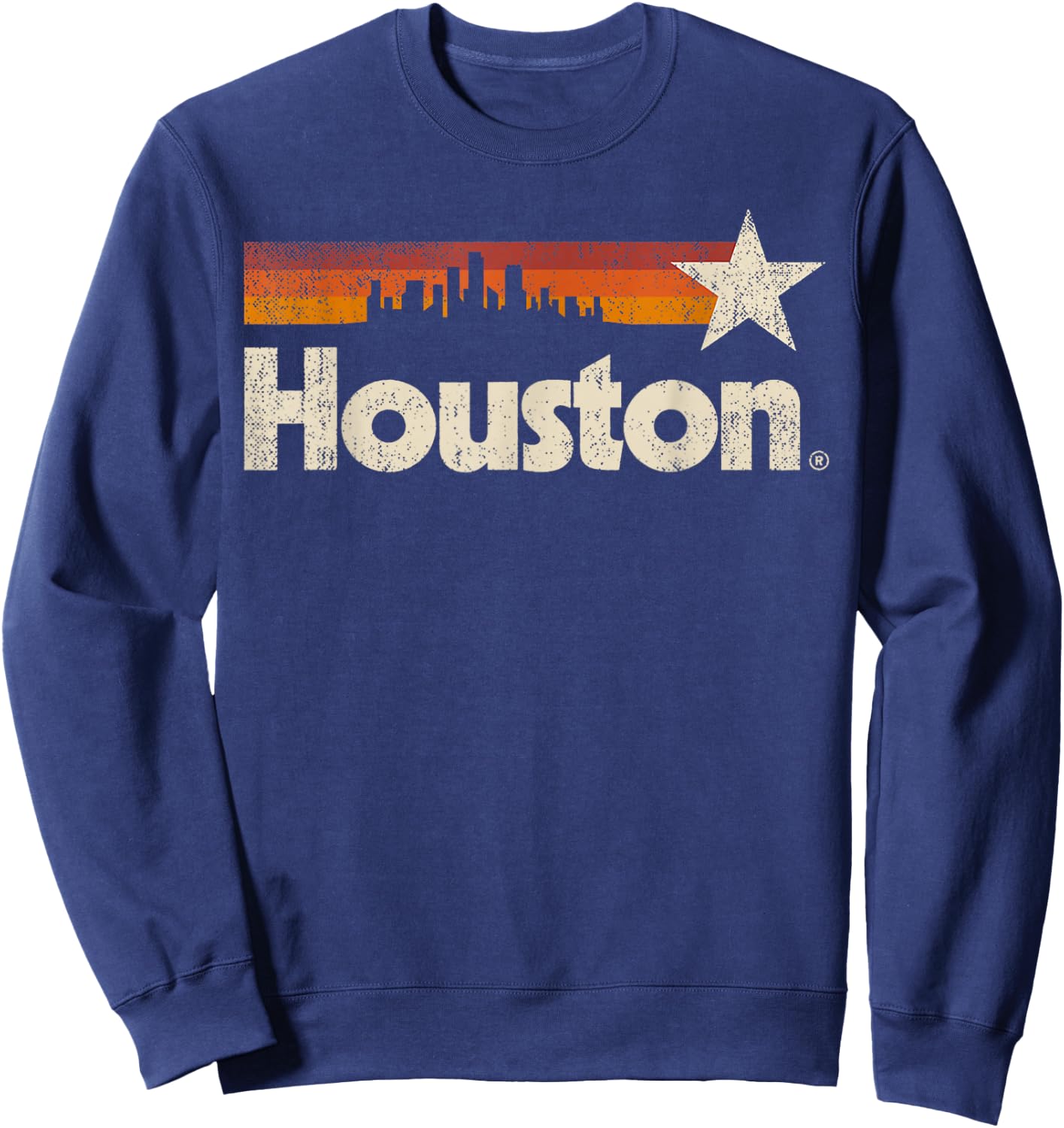 Vintage Houston City - Texas Houston Strong Stripes Sweatshirt - Sweatshirt | Navy