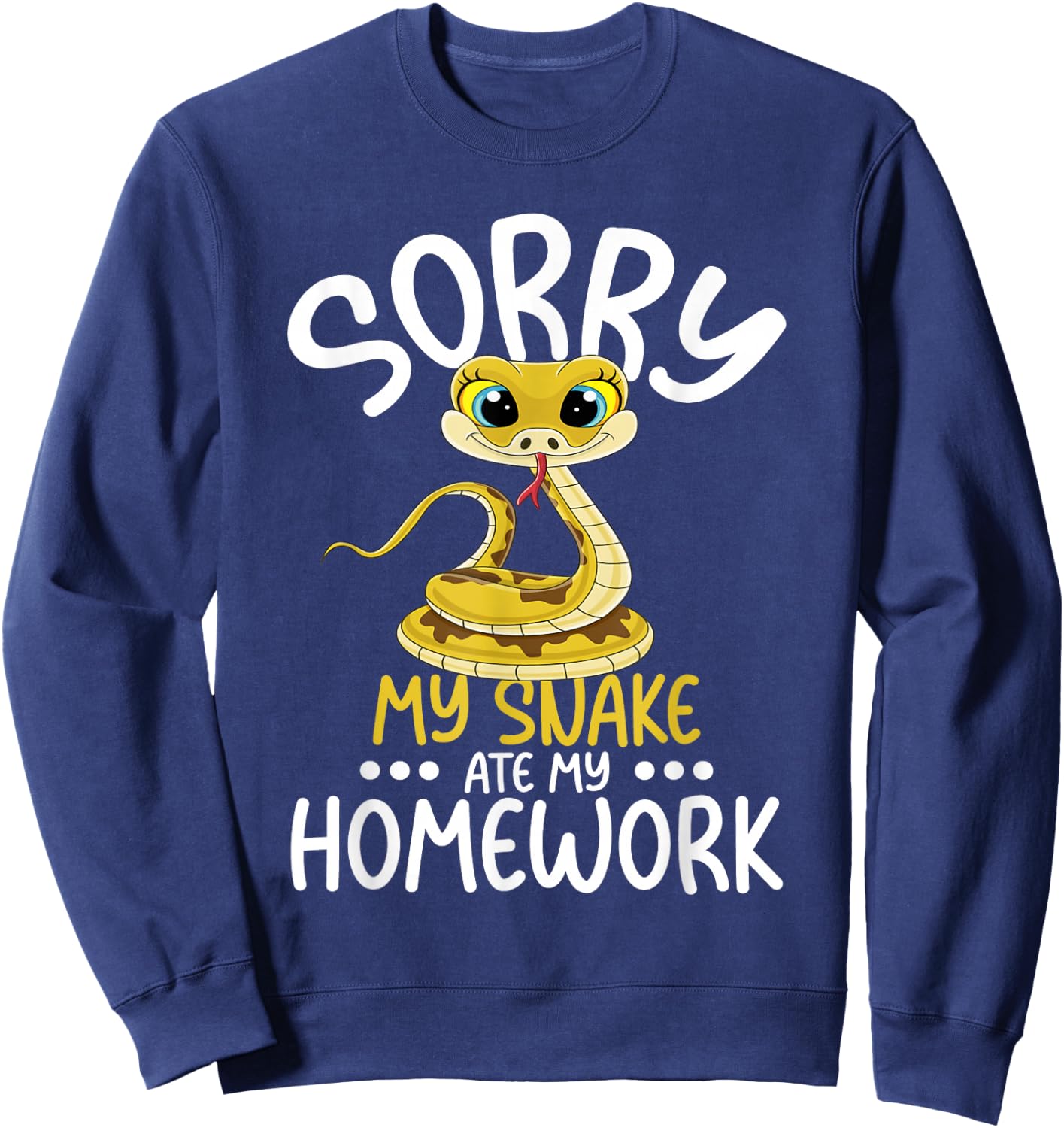 Sorry My Snake Ate My Homework - Snakes Reptile Lover School Sweatshirt - Sweatshirt | Navy