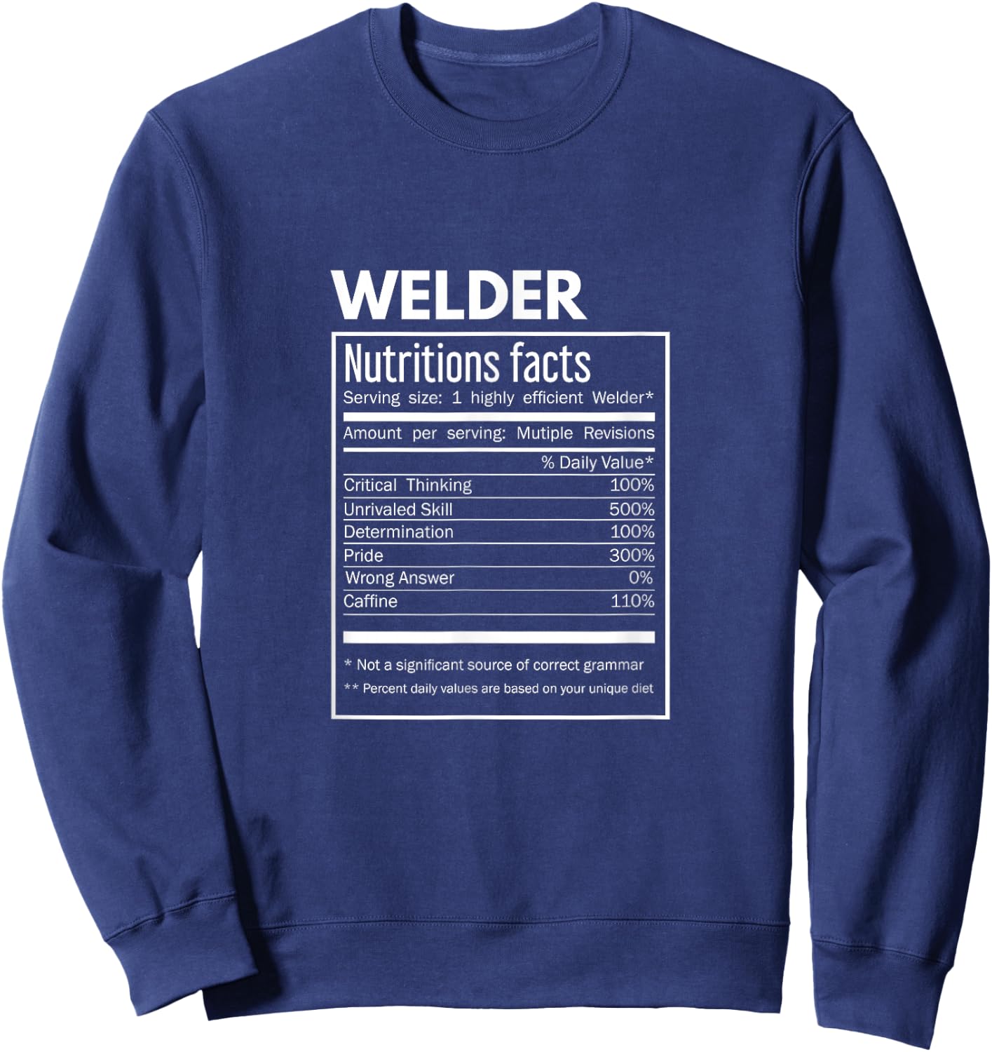 Schweißdesign - Welder Funny Nutritional Information Sweatshirt - Sweatshirt | Navy