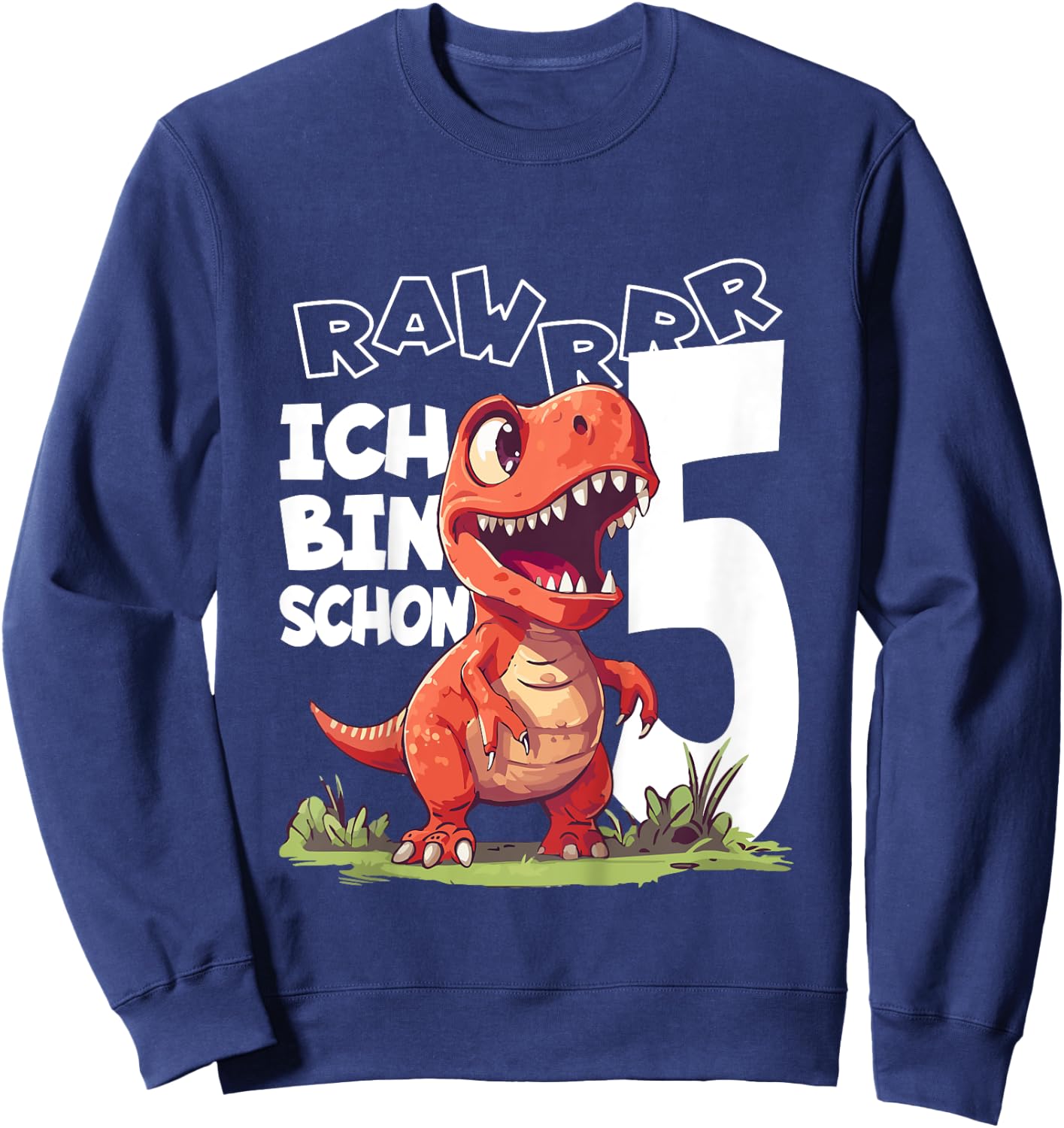 Kinder Ich bin schon 5 Jahre alt, T-Rex 5. Geburtstag Dino Sweatshirt - Sweatshirt | Navy