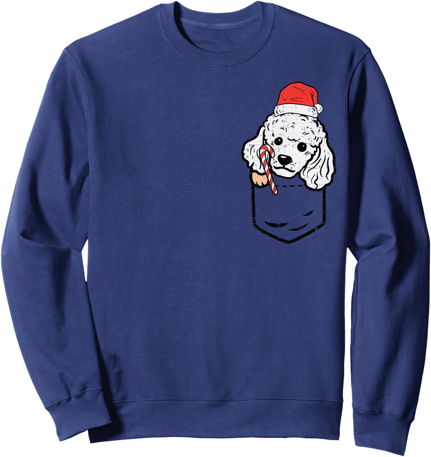 Pocket Poodle Santa Dog Christmas Xmas Men Women Sweatshirt - Sweatshirt | Navy