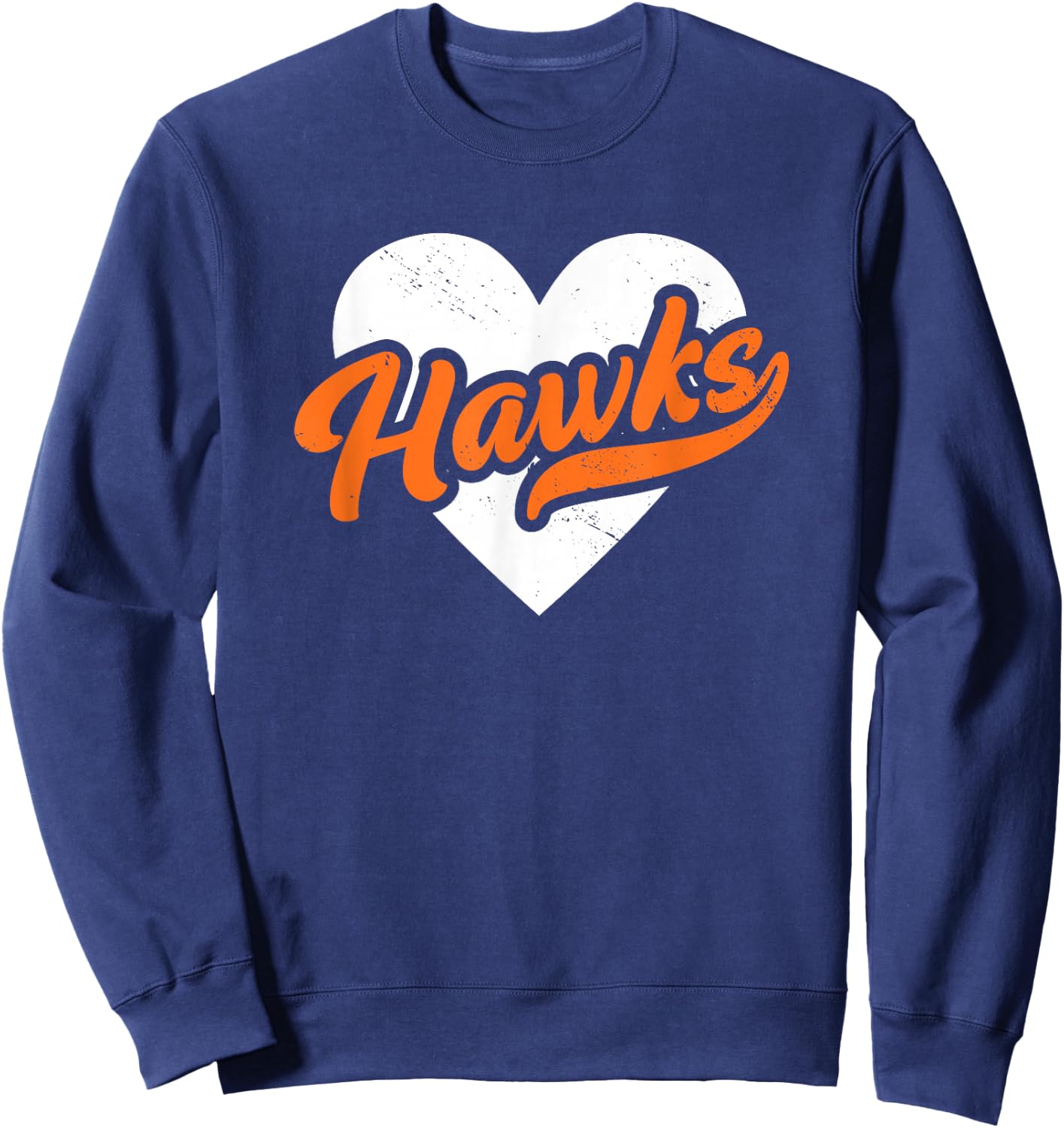 Vintage Hawks High School Go Hawks Pride Heart Sweatshirt - Sweatshirt | Navy