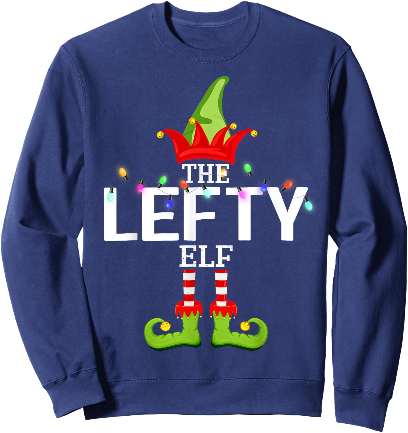 The Lefty Elf Christmas Matching Pajamas Sweatshirt - Sweatshirt | Navy
