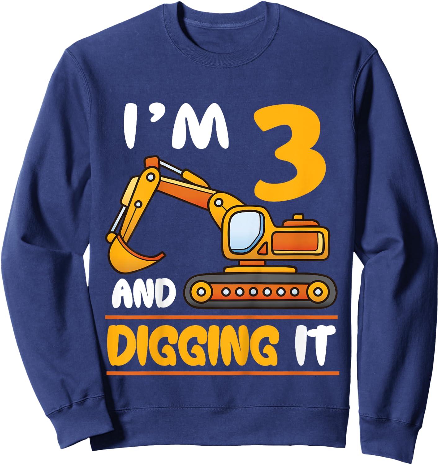 Kids Construction Truck 3rd Birthday Squad 3 Years Old Excavator Sweatshirt - Sweatshirt | Navy