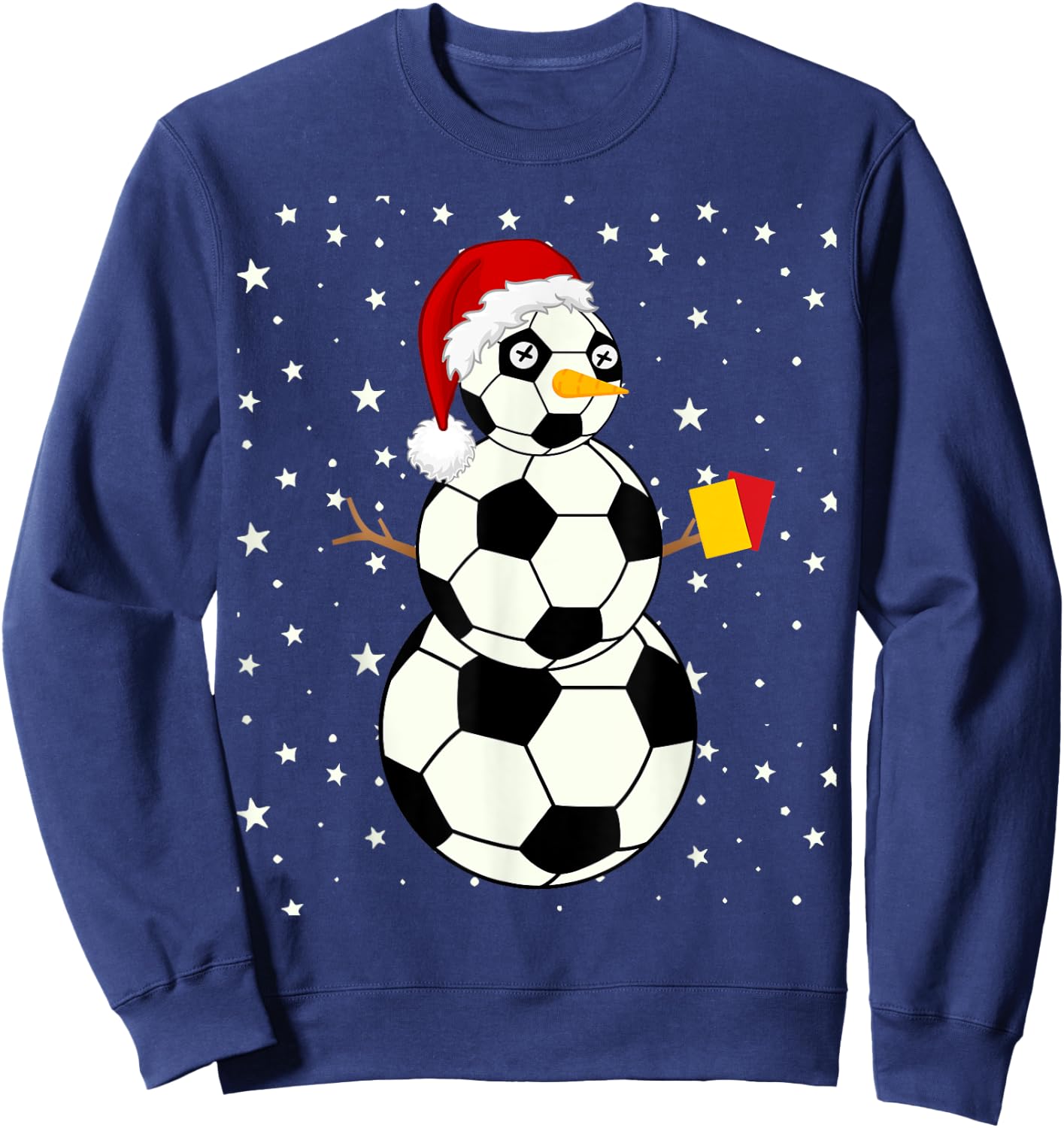 Snowman Soccer Referee Red Yellow Cards Funny Sport Sweatshirt - Sweatshirt | Navy