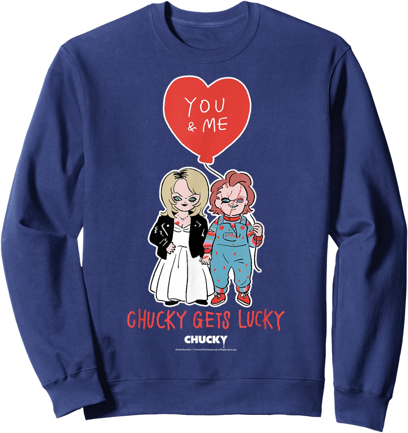 Chucky & Tiffany Chucky Gets Lucky Valentine Sweatshirt - Sweatshirt | Navy