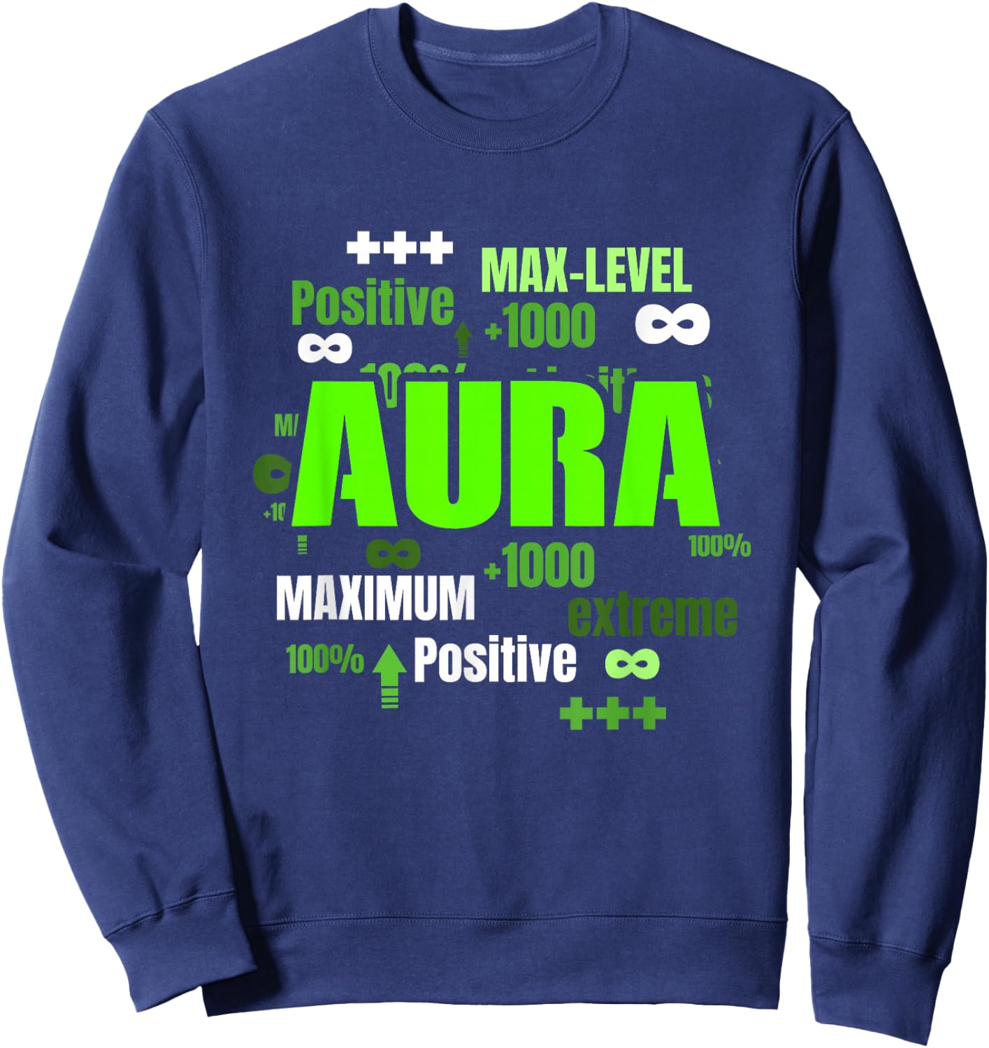 Green Max Aura Green Color Graphic Sweatshirt - Sweatshirt | Navy