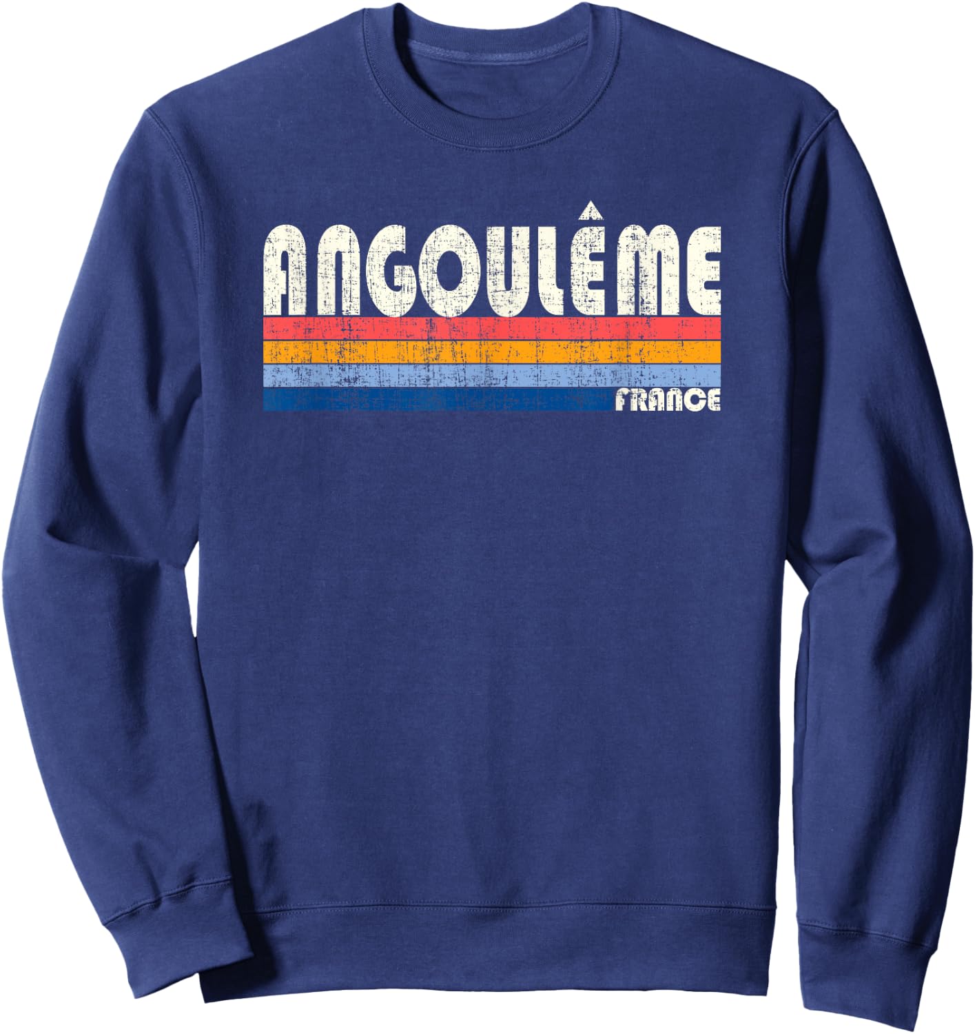 Retro Vintage 70s 80s Style Angouleme, France Sweatshirt - Sweatshirt | Navy