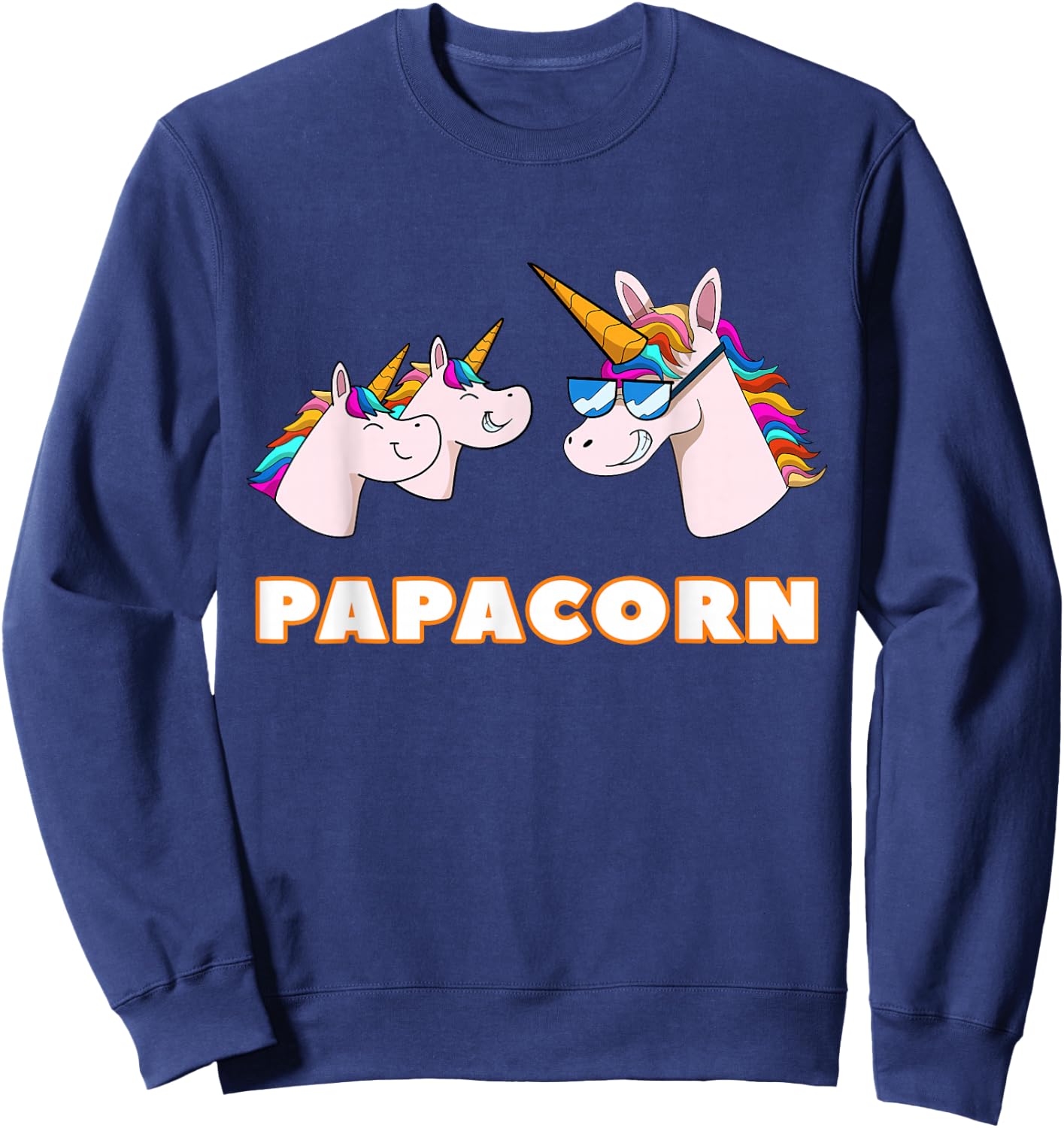 Papacorn Papa 2 Children's Dad Father Unicorn Father's Day , black Sweatshirt - Sweatshirt | Navy