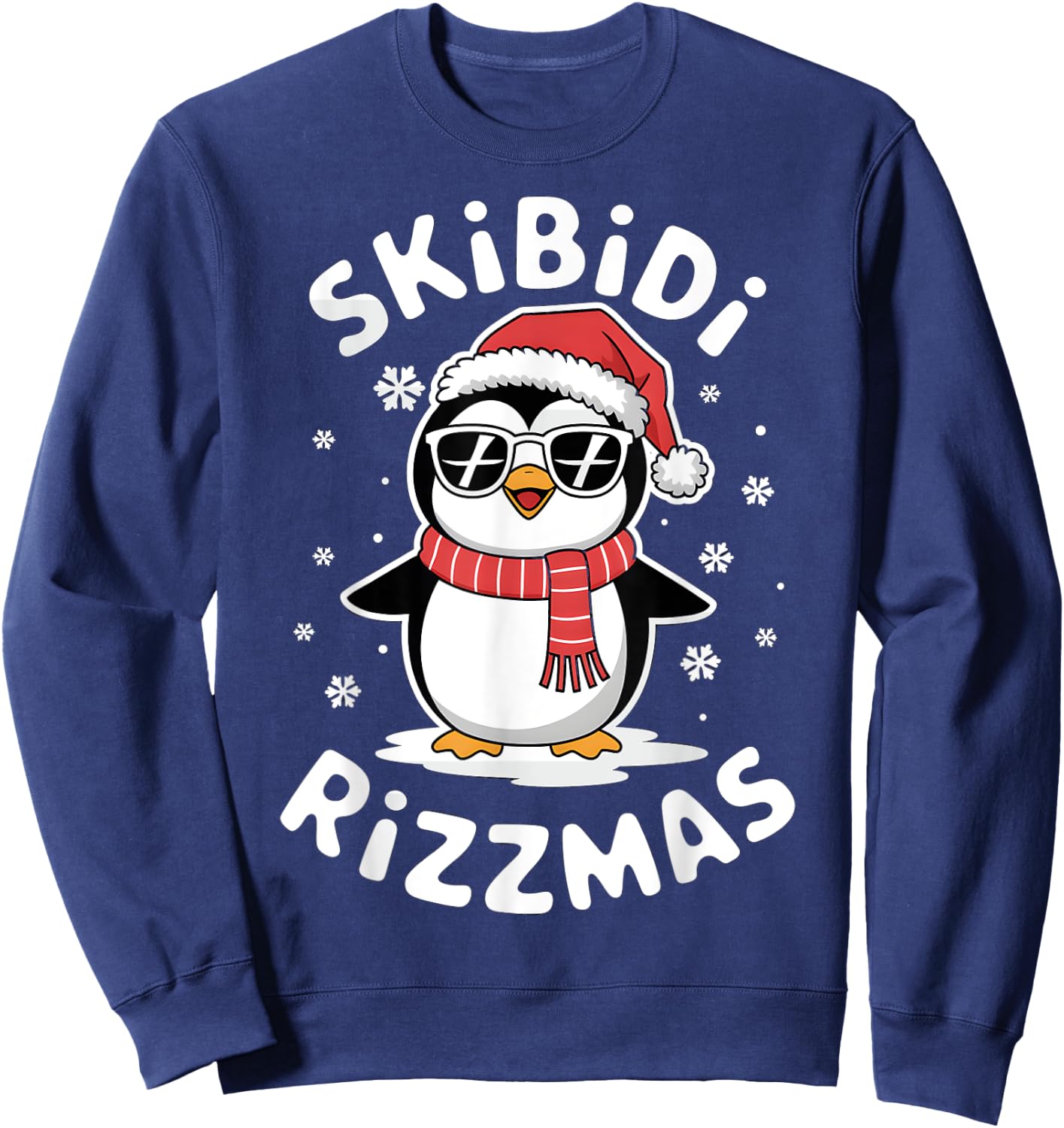 Skibidi Rizzmas Funny Christmas Christmas Season Penguin Sweatshirt - Sweatshirt | Navy