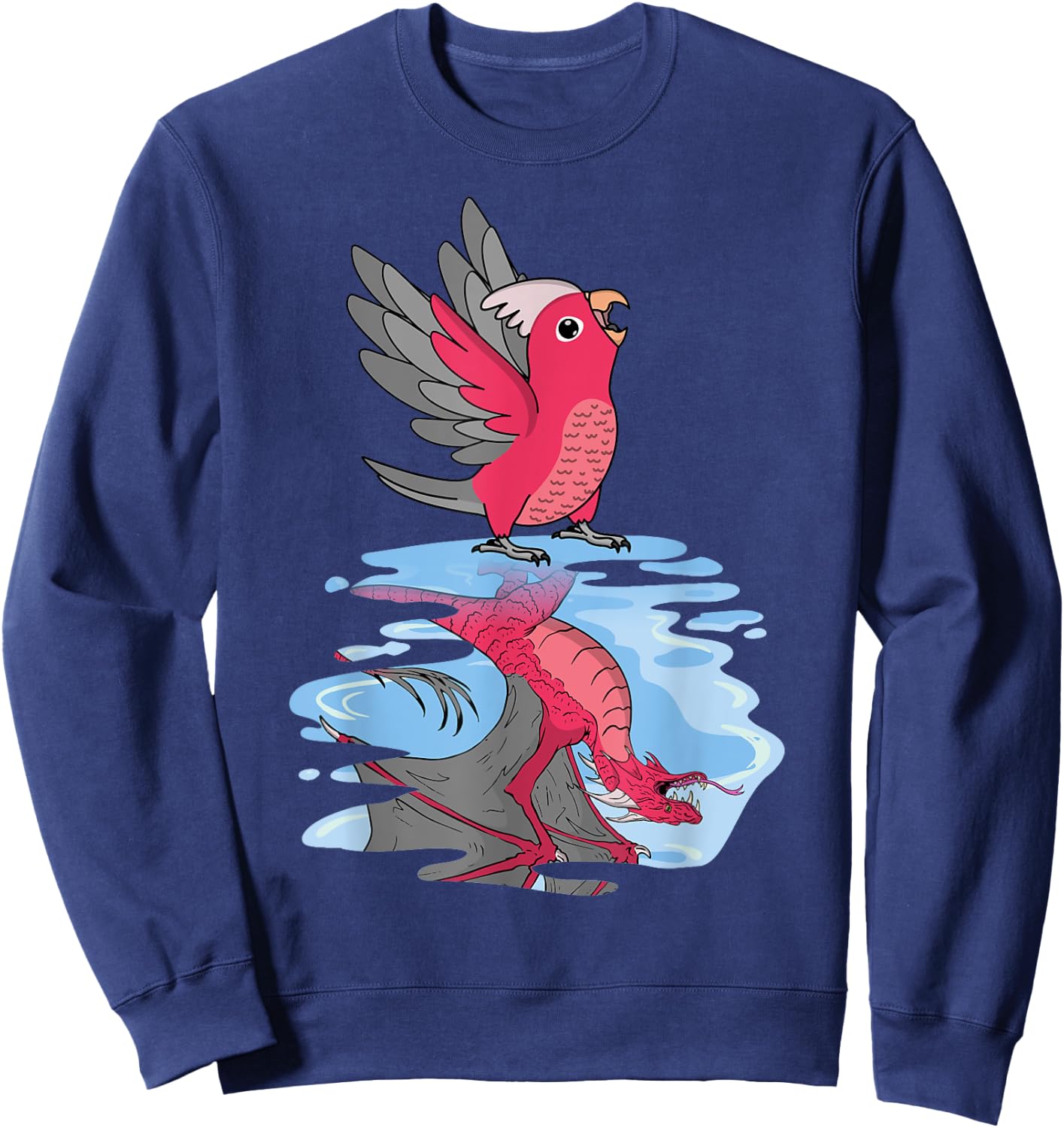 Parrot & Dragon Reflection I Rose-breasted Galah Cockatoo Sweatshirt - Sweatshirt | Navy