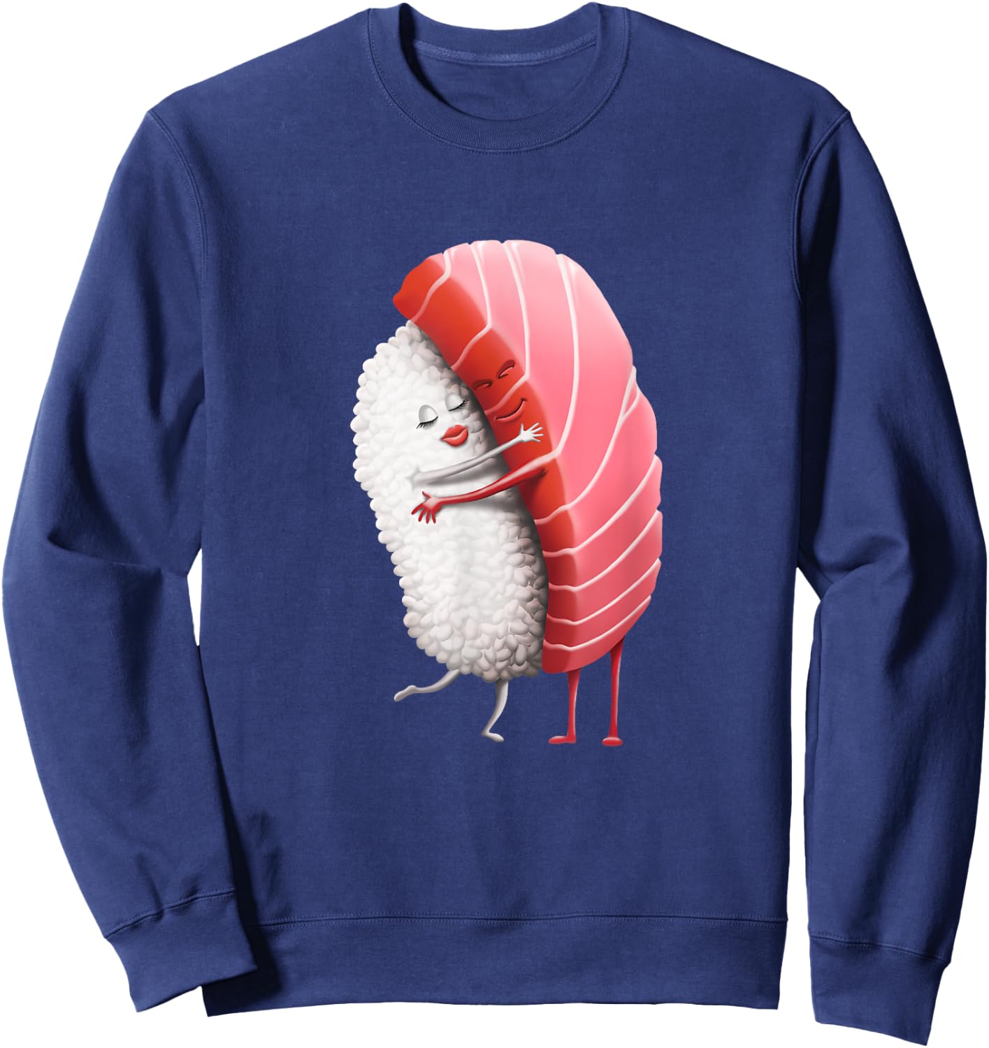 Tuna Sushi Hug Funny Maguro Hugging Japanese Gift Sweatshirt - Sweatshirt | Navy