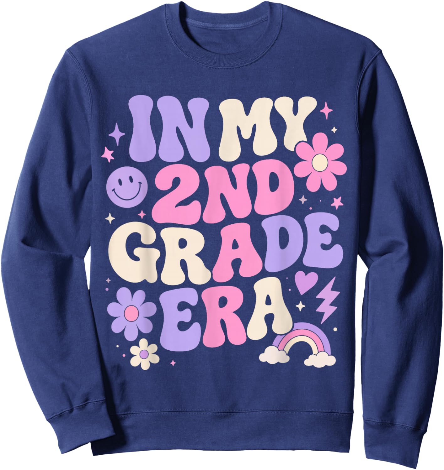 in My Second Grade Era Retro 2nd Grade Back to School Sweatshirt - Sweatshirt | Navy