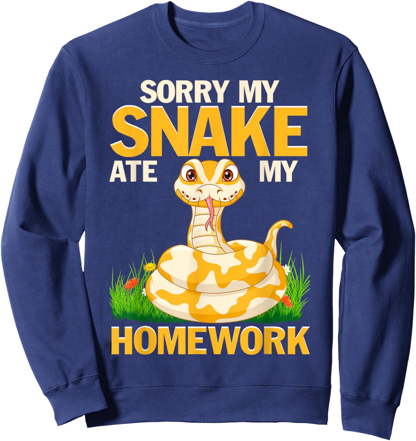 Funny Snakes Sorry My Snake Ate My Homework Python Reptile Sweatshirt - Sweatshirt | Navy