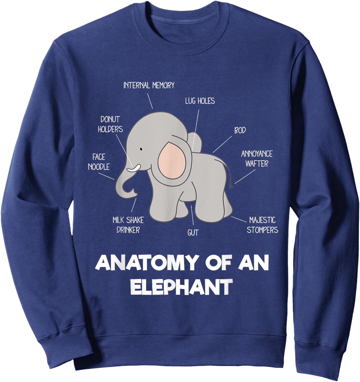 Anatomy Of An Elephant - Funny Body Parts Sweatshirt - Sweatshirt | Navy