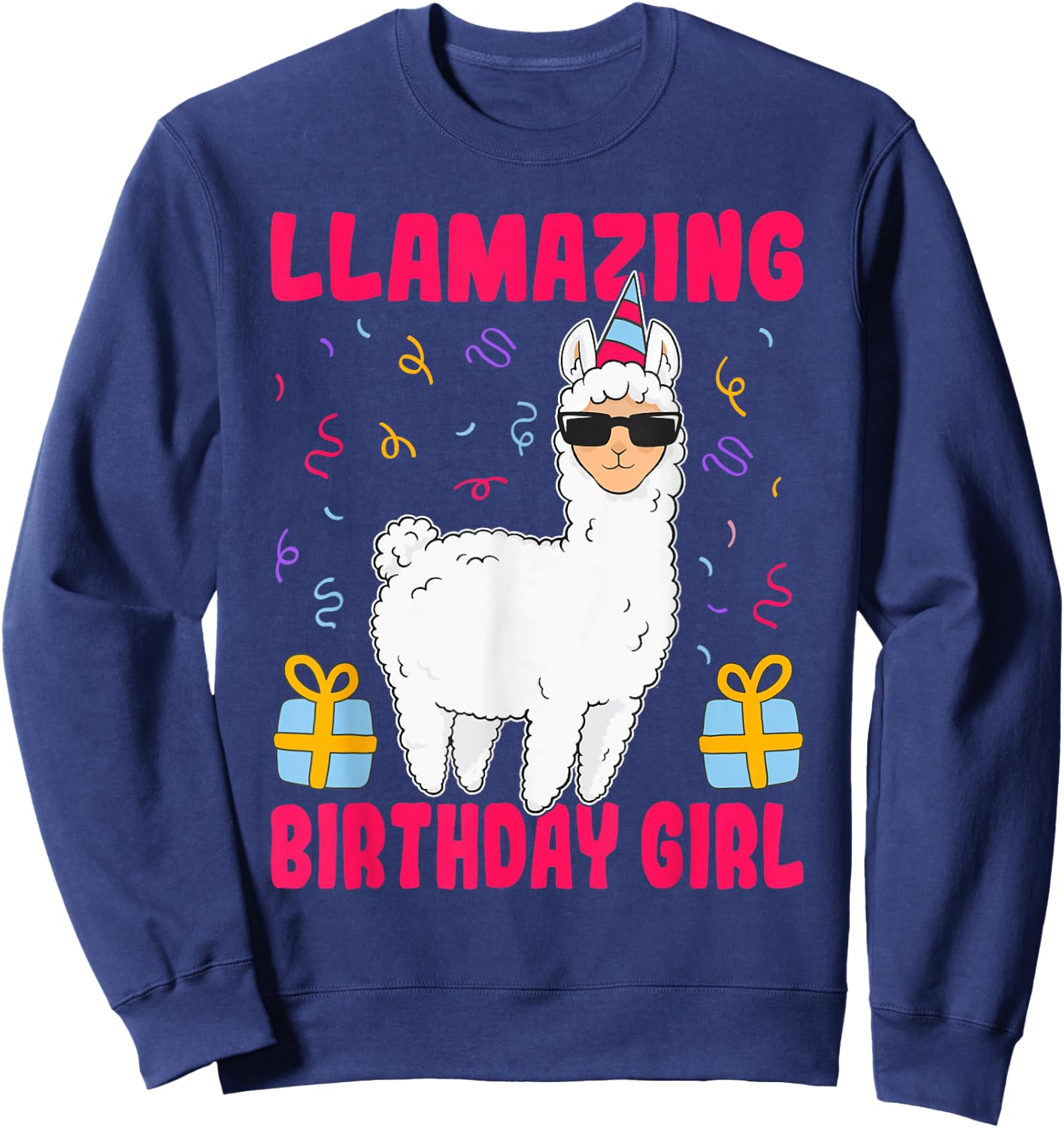 Llamazing Birthday Girl Alpaca Llama Birthday Sweatshirt - Sweatshirt | Navy