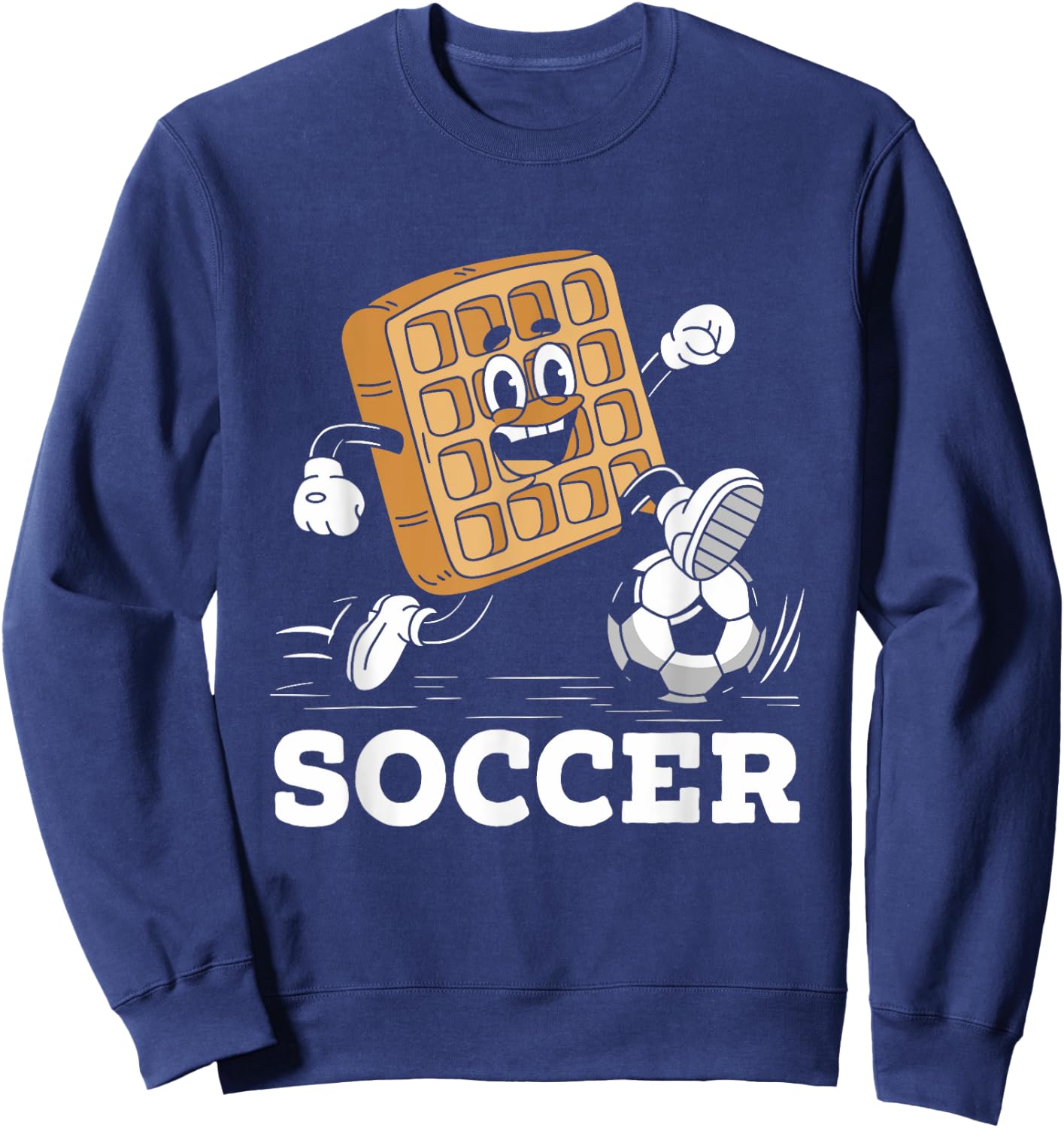 Waffle Playing Soccer Waffles Food Lover Sweatshirt - Sweatshirt | Navy