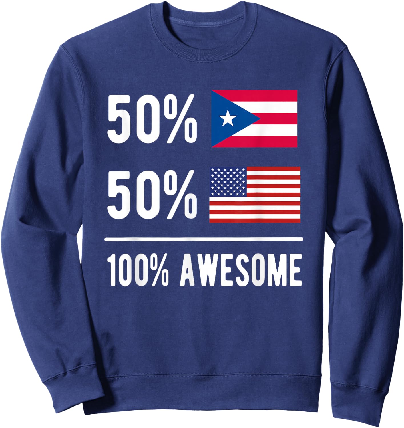 Proud Puerto Rican American Flag Puerto Rico USA Sweatshirt - Sweatshirt | Navy
